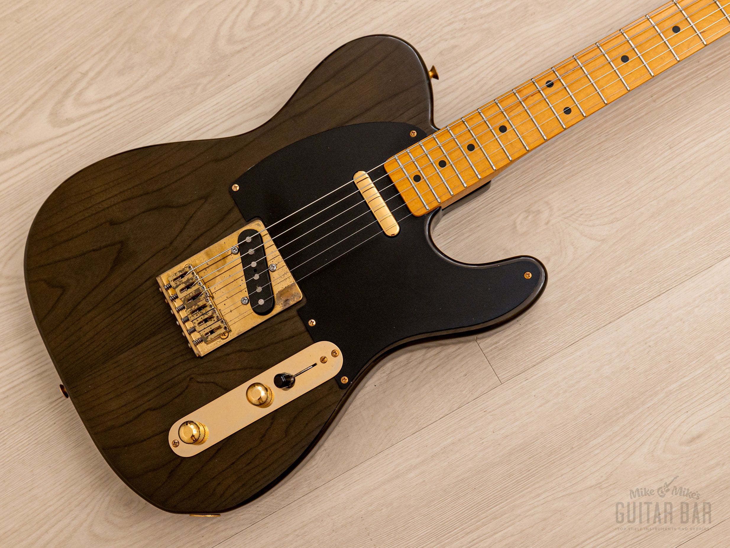 1990 Fender Order Made Telecaster Trans Black Ash w/ Gold Hardware & USA Pickups, Japan MIJ Fujigen