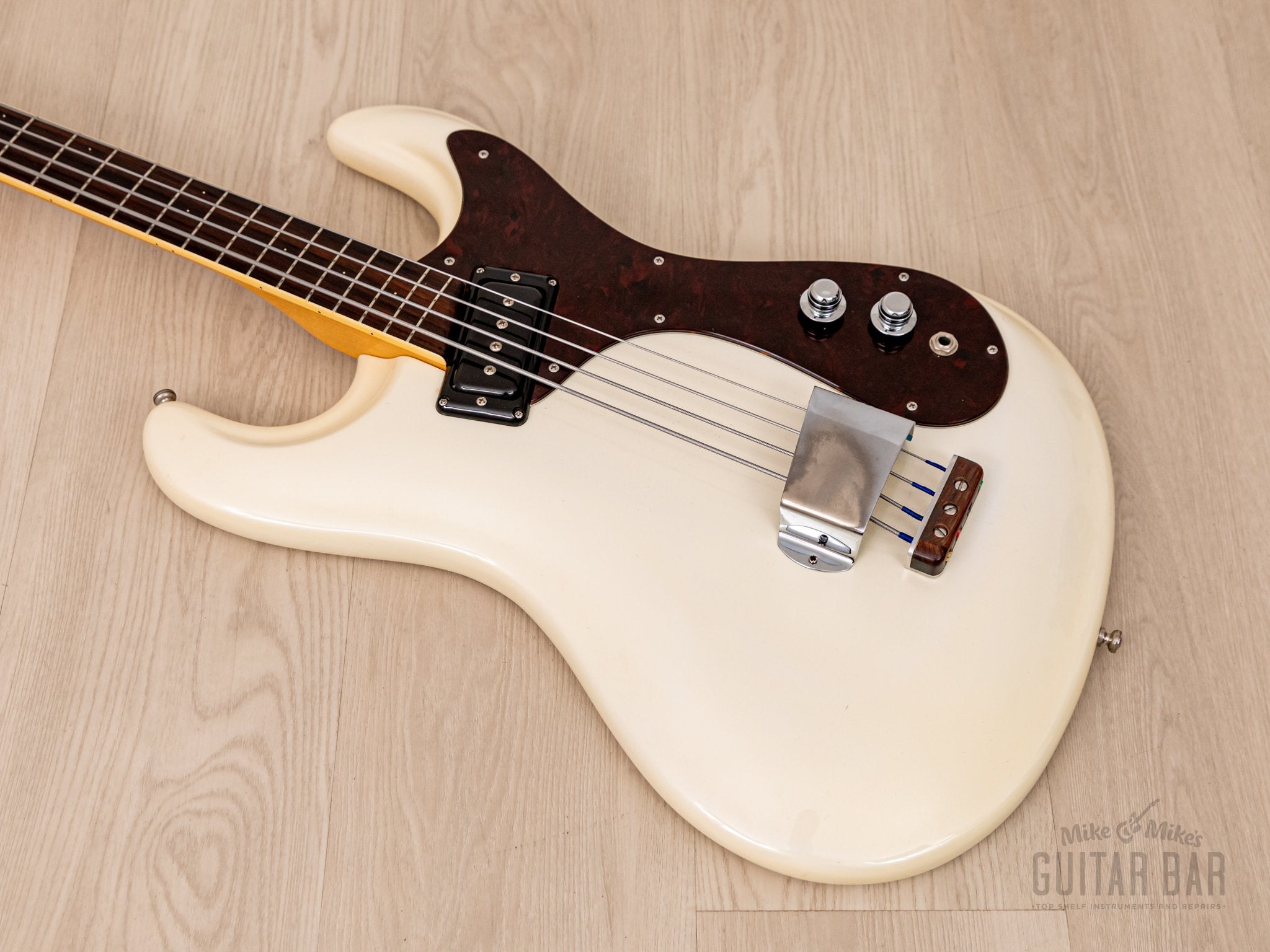 2000s Mosrite USA Ventues Model Bass V-65 Vintage Reissue Pearl White w/ Case, Fillmore Japan