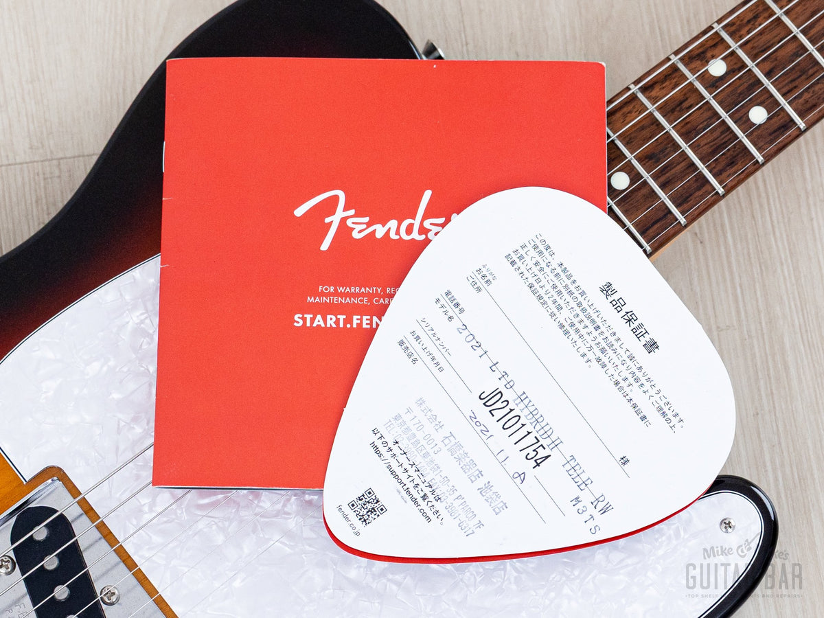 Fender hangtags and documentation with the Hybrid II Telecaster
