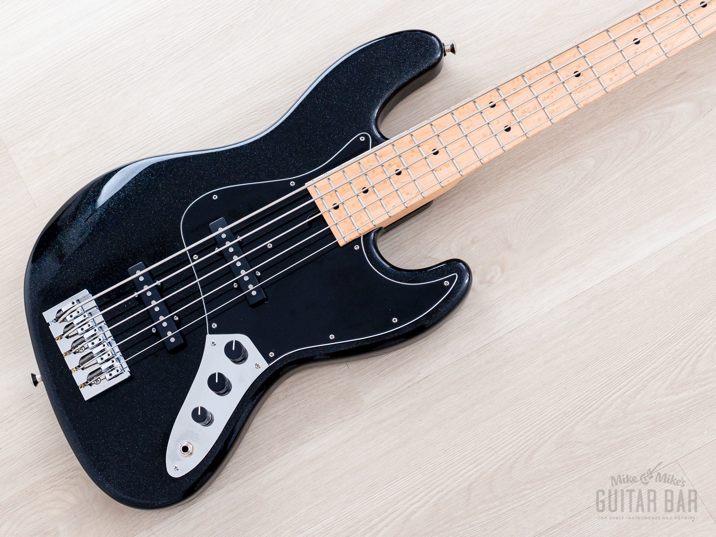 2024 Mike Lull Custom Guitars V5 5-String Jazz Bass Black Pearl w/ Han