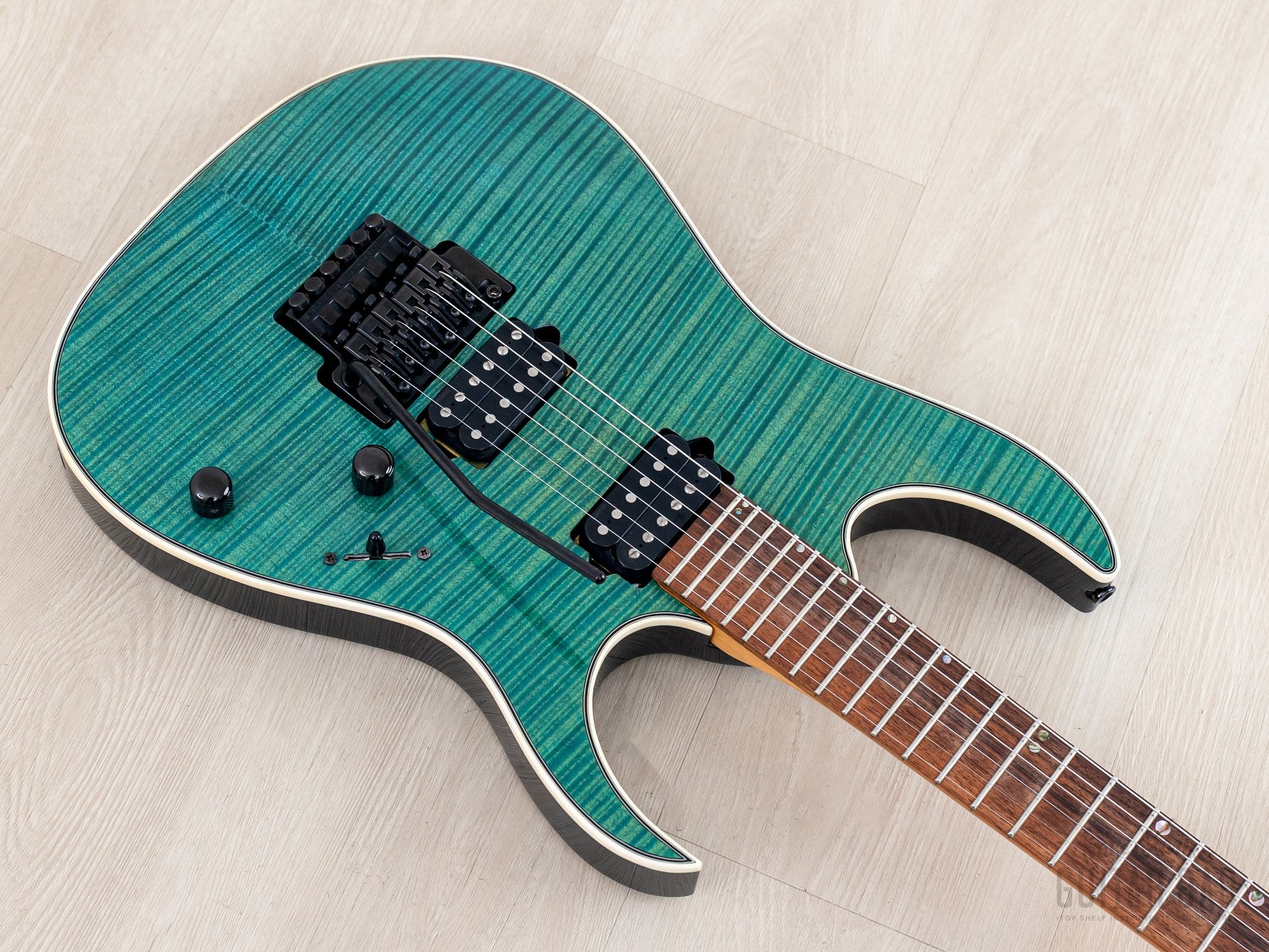 1998 Ibanez J Custom KRG1802 Spot Model Transparent Turquoise AAAA Fla