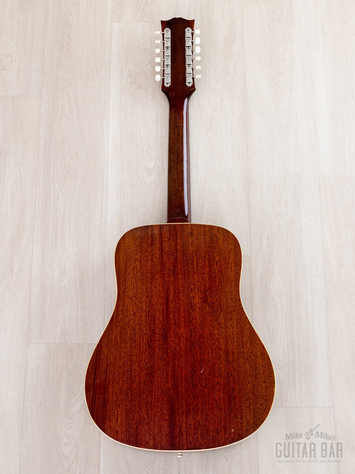 1965 Gibson B-45-12 full back view, mahogany back and neck