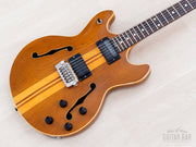 1980 Aria Pro II SH-800 oak semi-hollow body with neck-through stripe, angled view