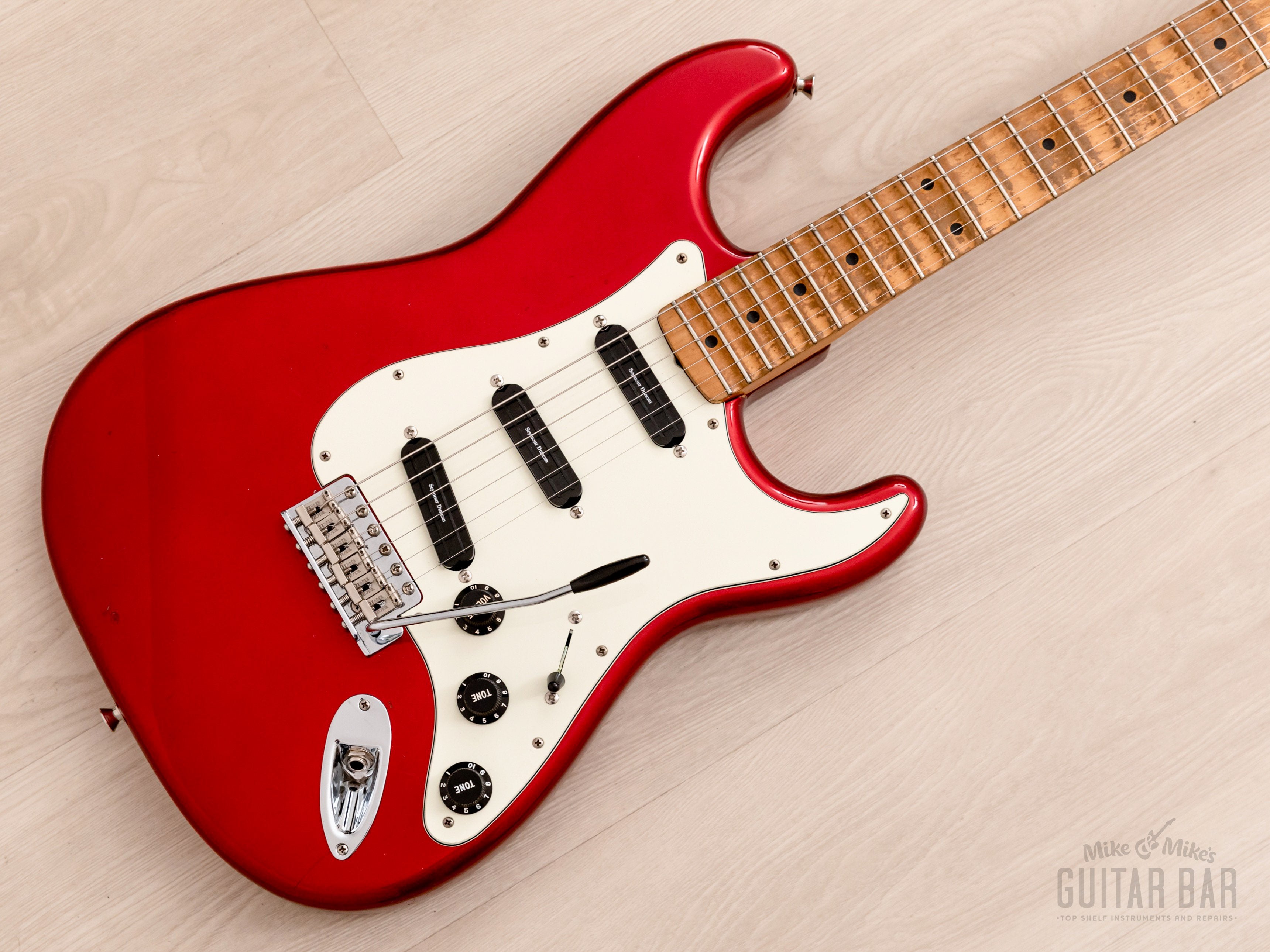 1990 Fender Order Made Stratocaster Scalloped Fretboard, Candy Apple Red w/ Seymour Duncan Hot Rails, Japan MIJ Fujigen