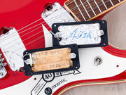 Mosrite 40th Anniversary both pickups lifted, showing the baseplates