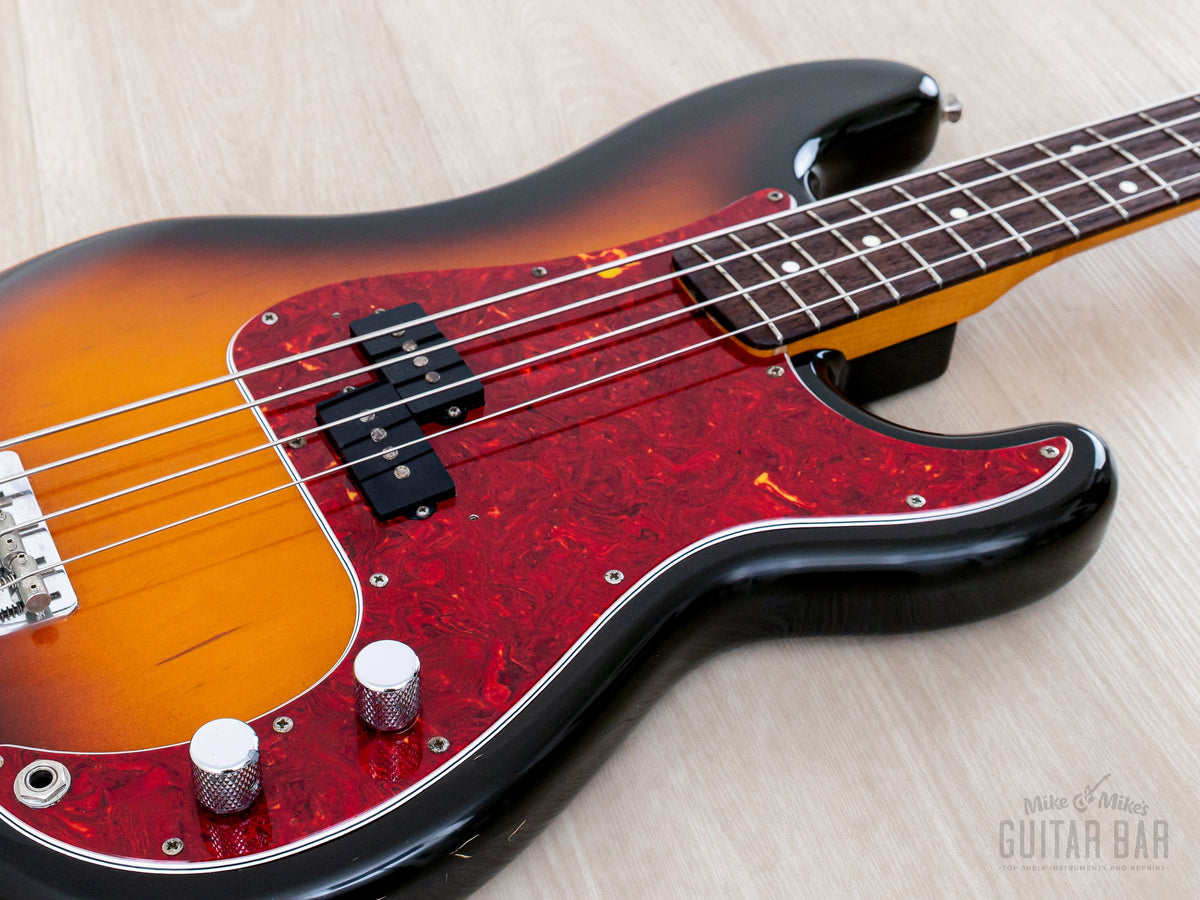 Low angle of body with split-coil pickup and red tortoise guard
