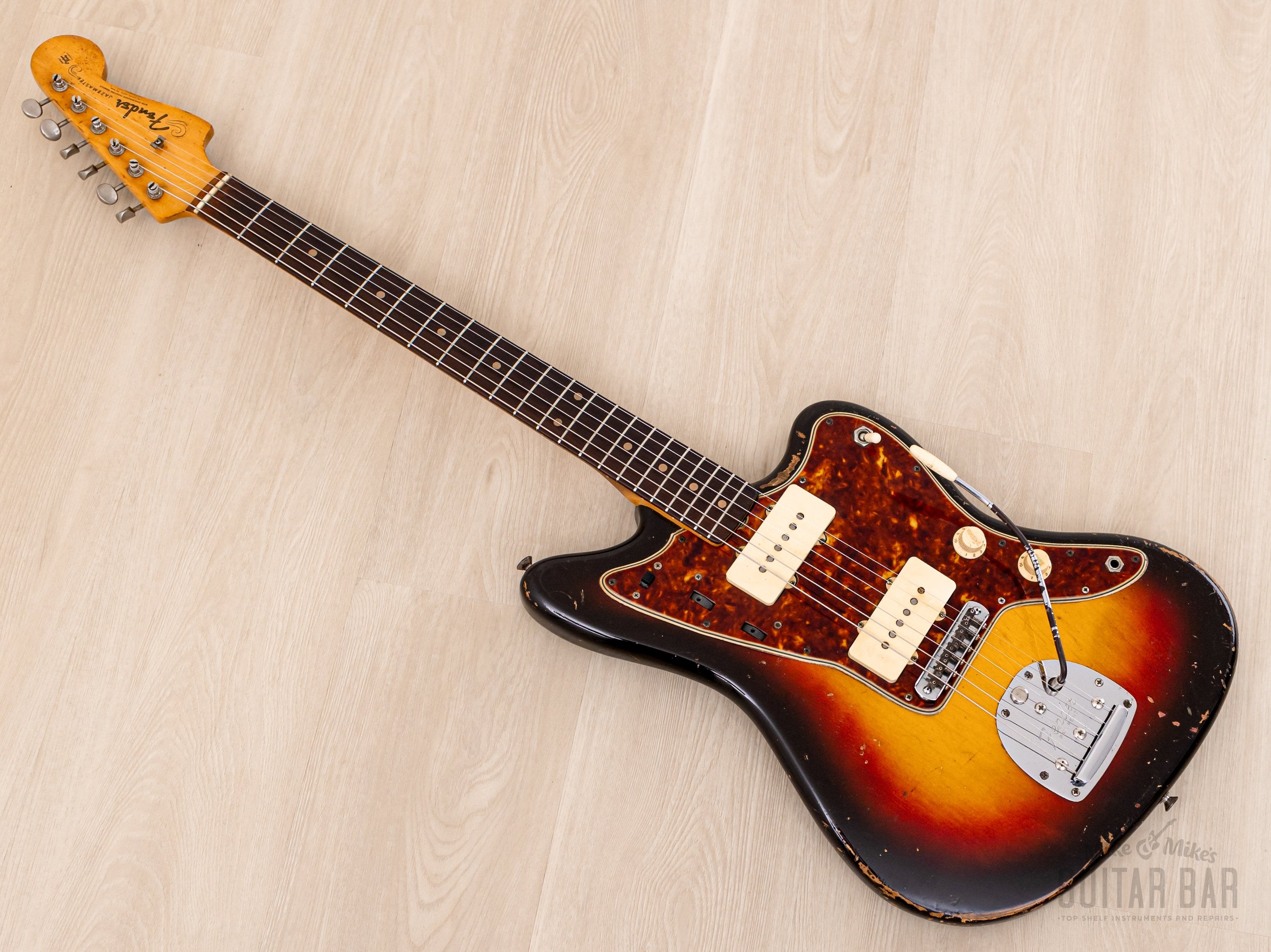 1961 Fender Jazzmaster Pre-CBS Slab Board Vintage Offset Guitar Sunburst, 100% Original w/ Case