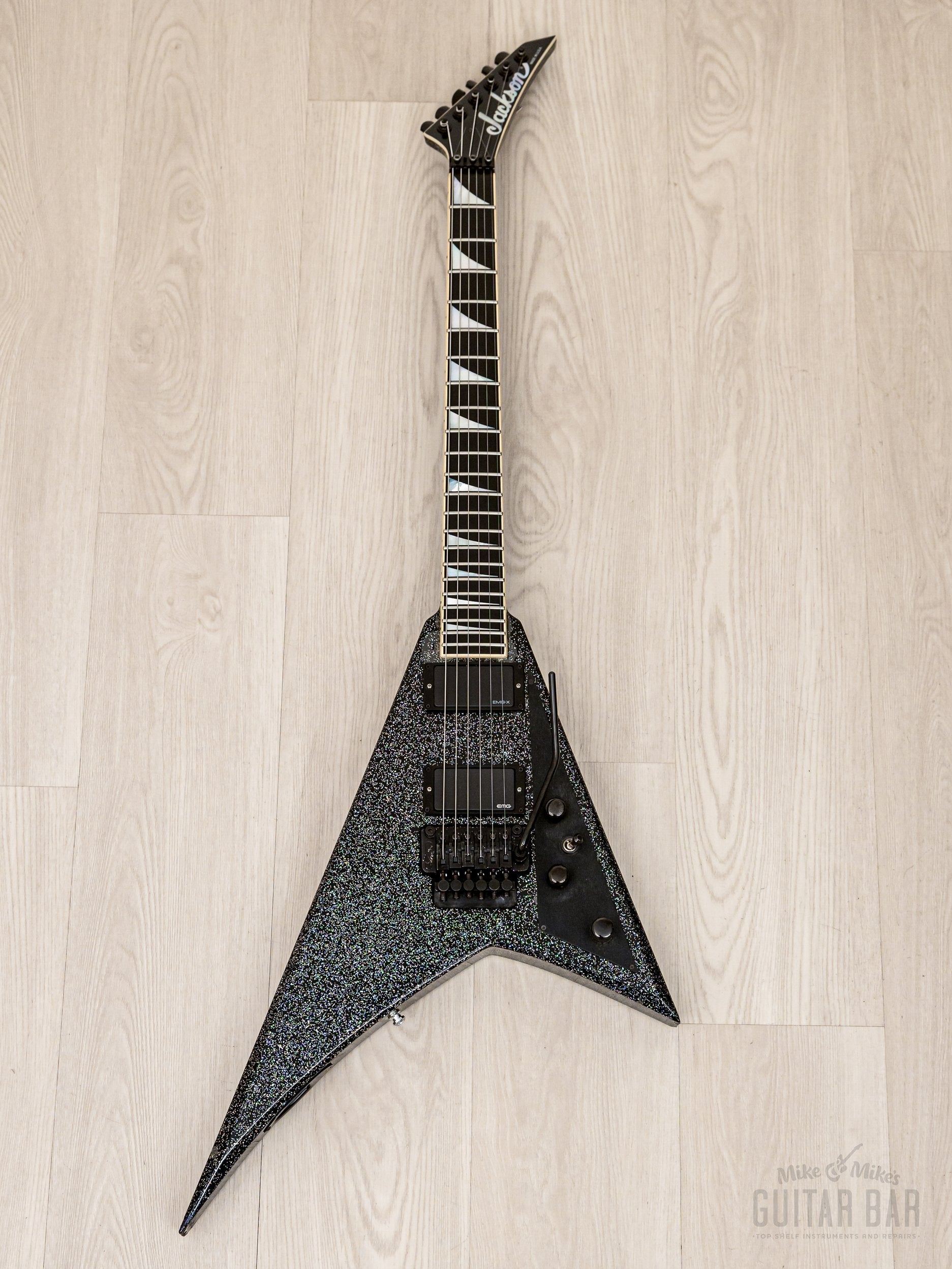1994 Jackson USA Randy Rhoads RR1 Flying V Holoflake w/ EMG, Case