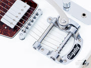 2016 Elk Cutlass CT Limited Edition White, Bigsby B50 vibrato and roller bridge close-up
