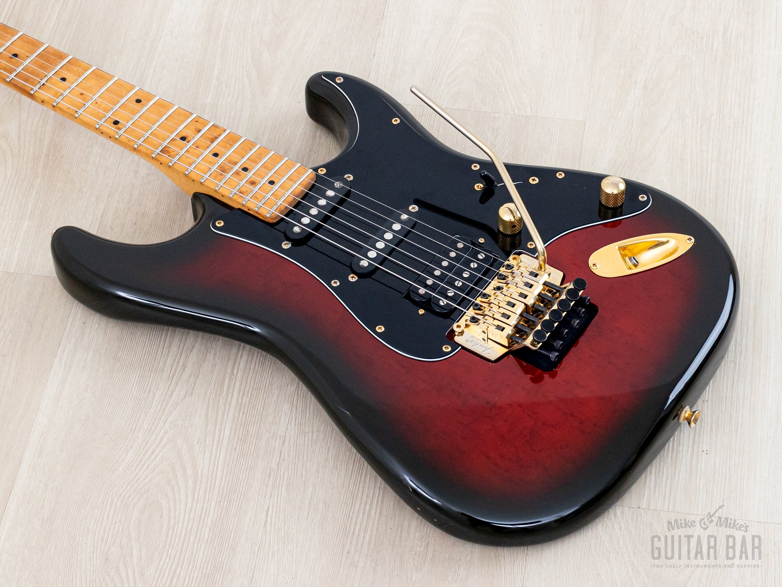 1988 Fender Pro Feel Stratocaster STR75 SSH Raspberry Sunburst w/ Floy