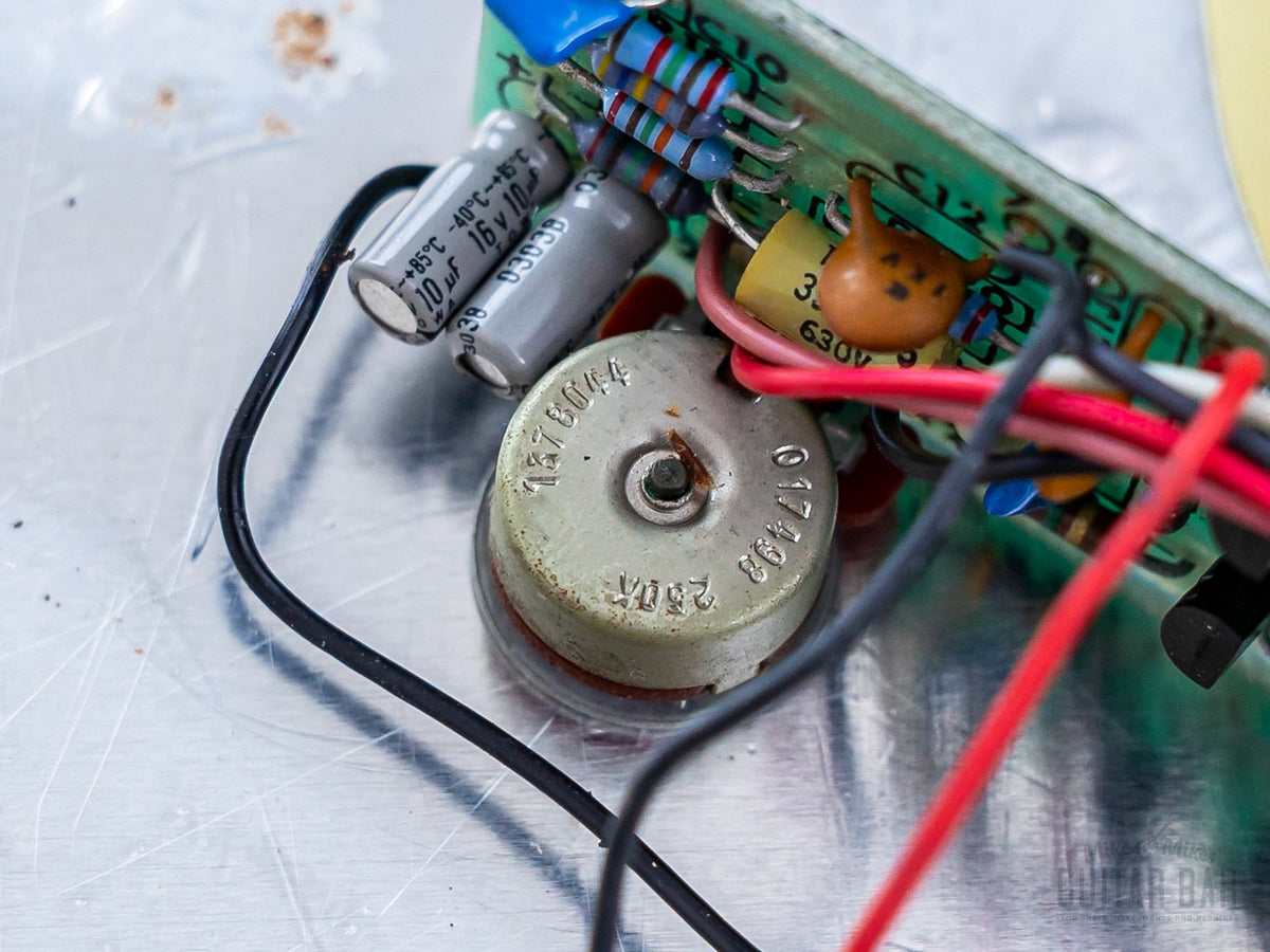 Close-up of mini pots and wiring