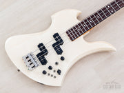 1987 B.C. Rich NJ Mockingbird bass in white, angled front view