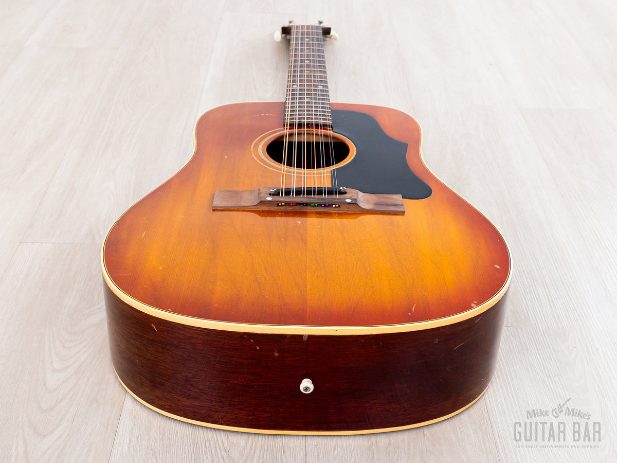 1965 Gibson B-45-12 tail end with mahogany sides and strap button