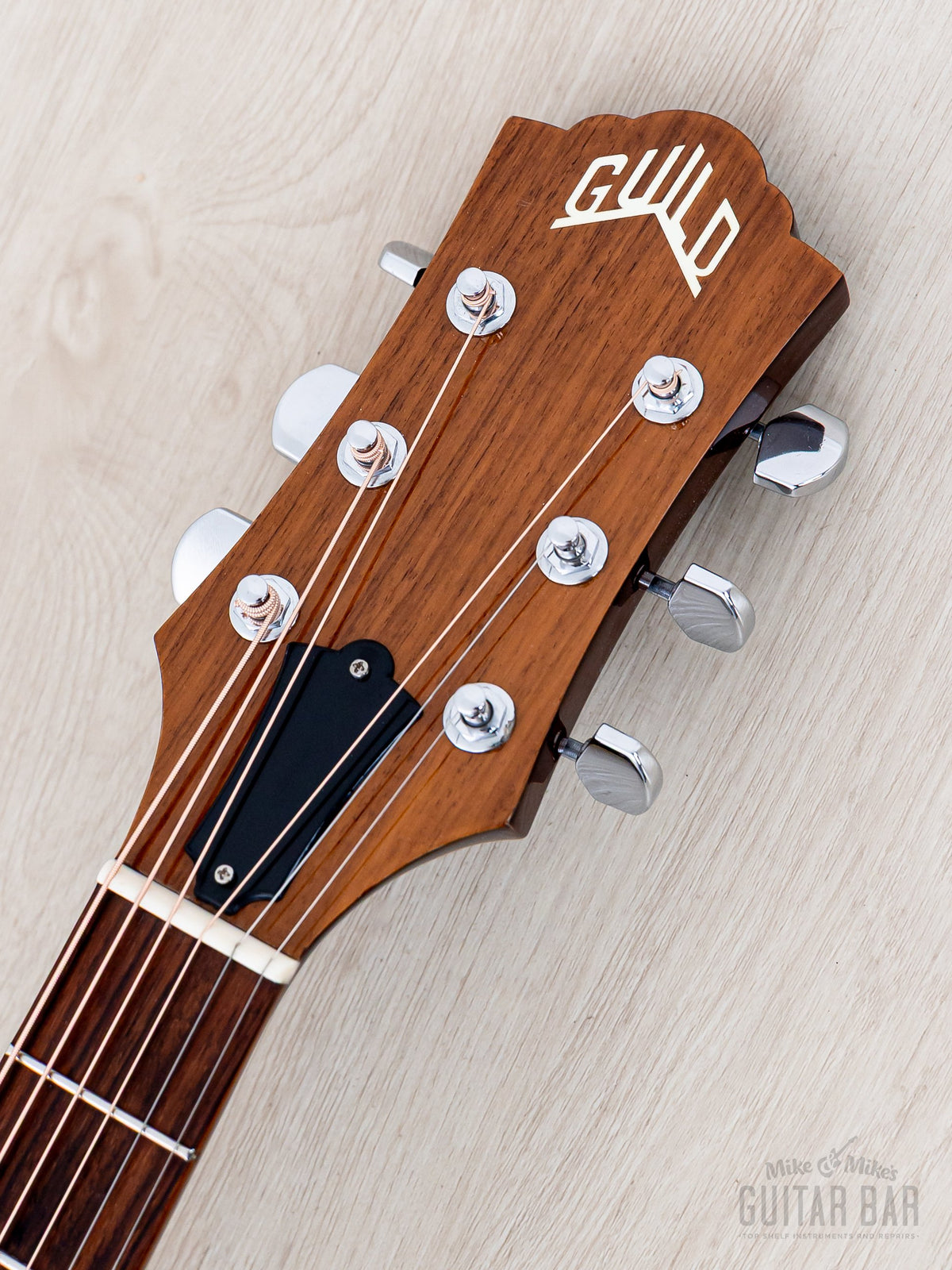 Guild F-42 headstock front with Guild logo