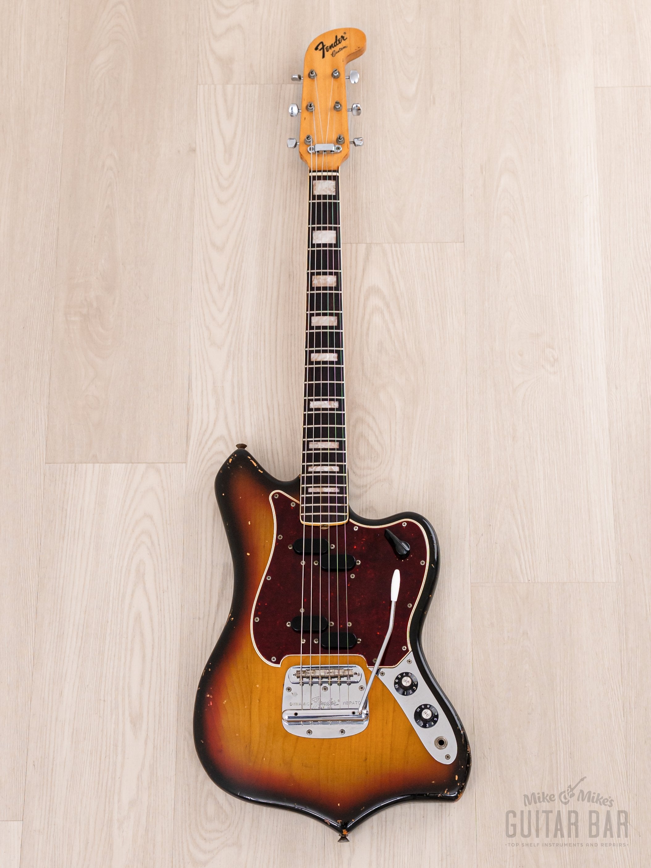 1969 Fender Custom (Maverick) Vintage Offset Electric Guitar Sunburst 100% Original w/ Case, Electric XII