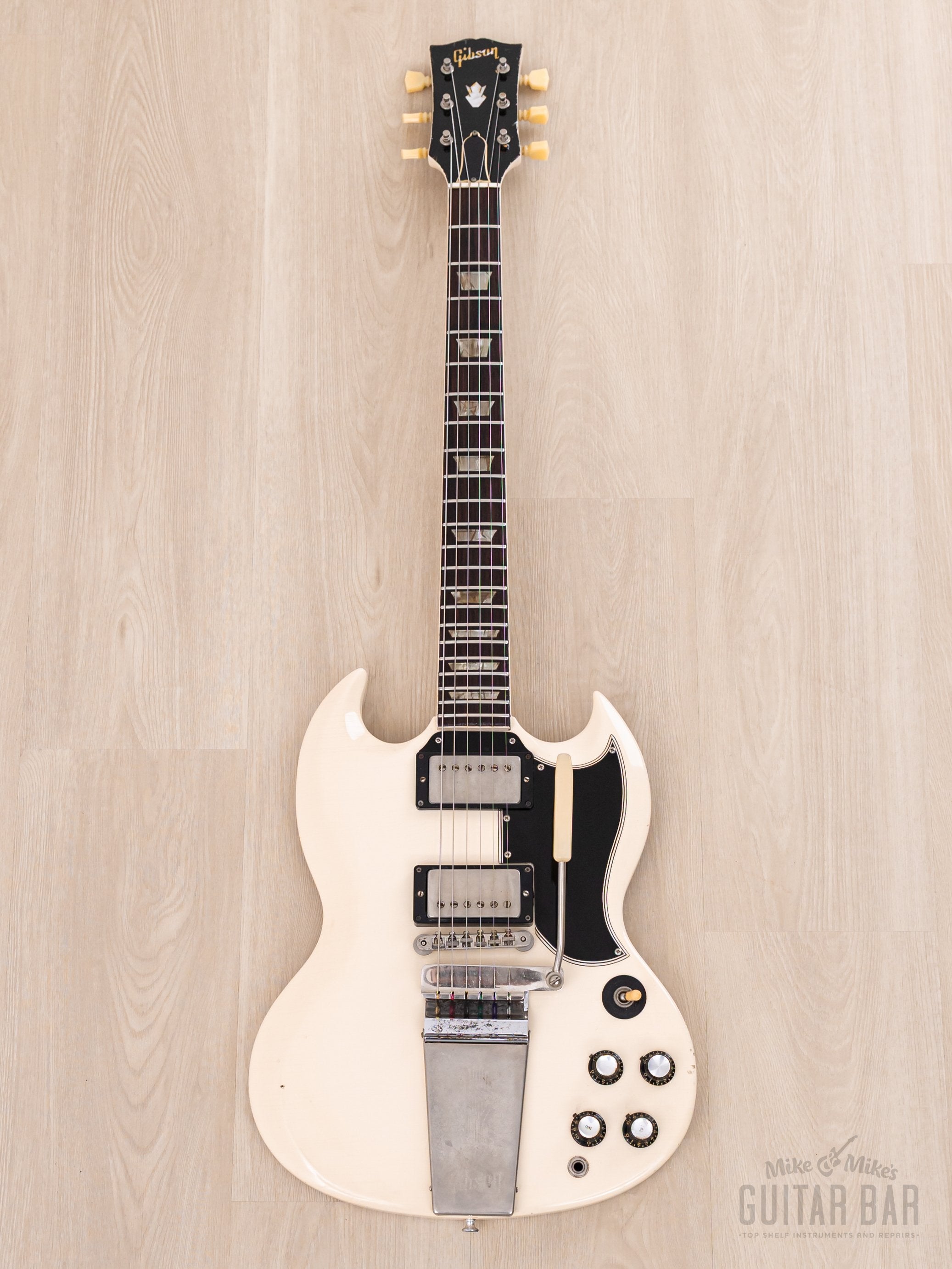 1965 Gibson SG Standard Vintage Guitar Polaris White w/ Pat # Pickups, Nickel Parts, 1 11/16