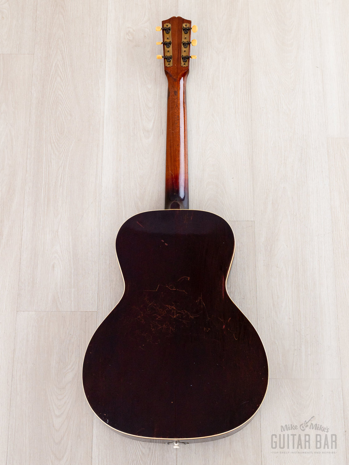 1937 Gibson L-37 full back view, mahogany neck