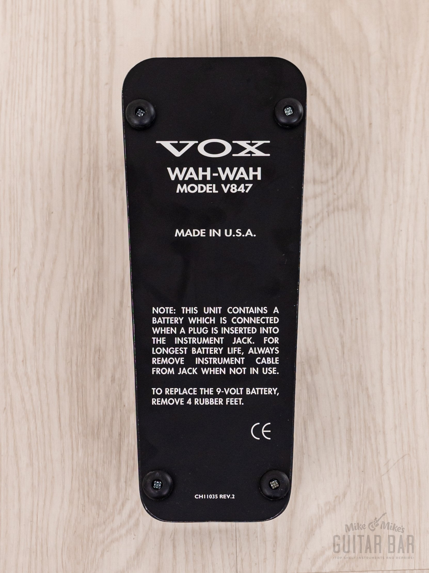 Vox V847 Wah-Wah Guitar Effects Pedal Dunlop USA-Made, Mint w/ Bag
