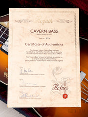 Hofner 500/1 Cavern bass Certificate of Authenticity