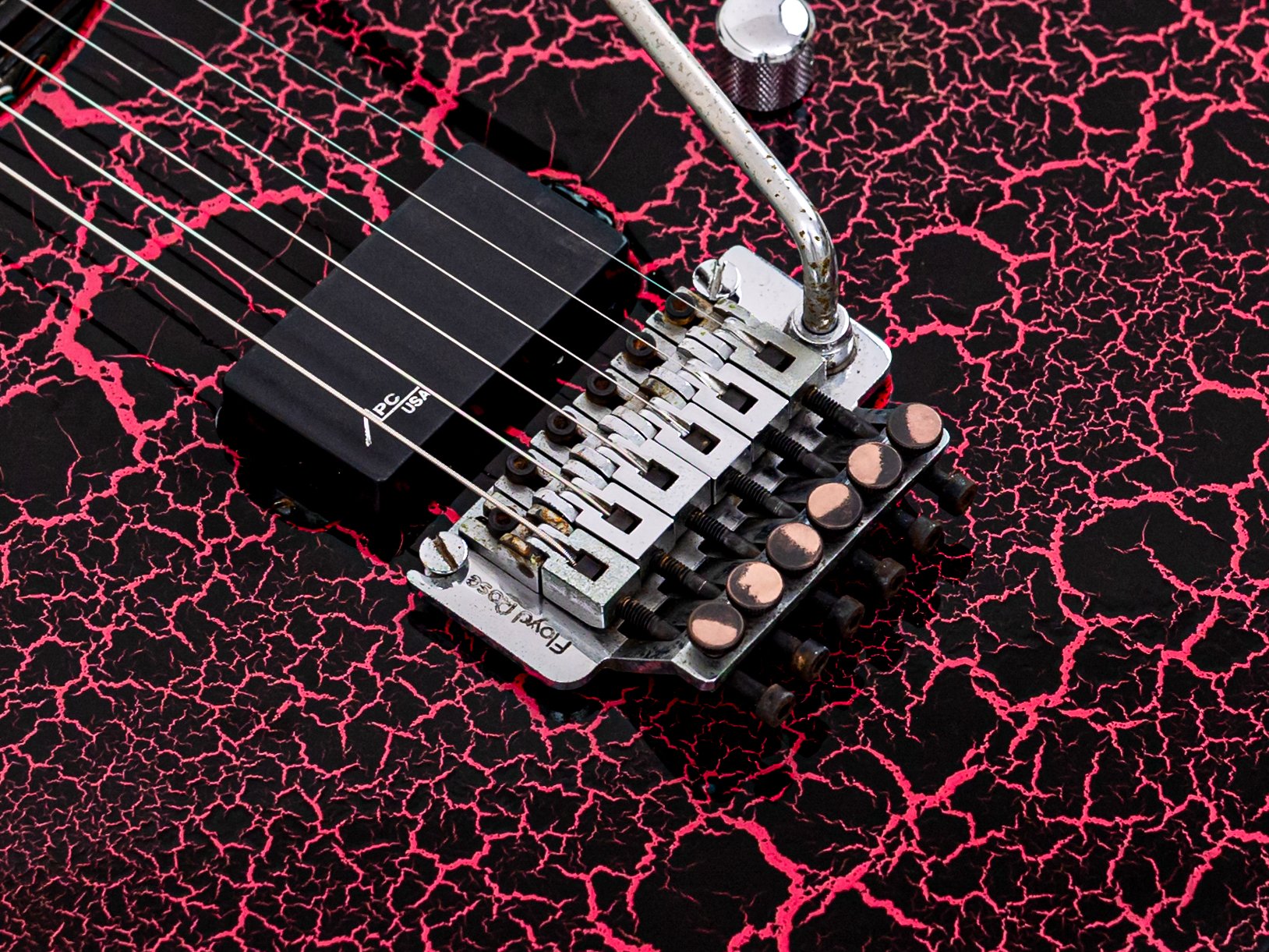 1990s ESP Custom Shop SH Superstrat Pink Crackle, George Lynch Kamikaz