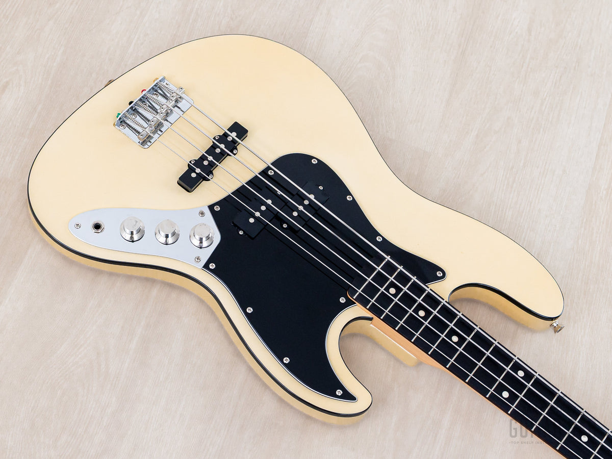 2011 Fender Aerodyne Jazz Bass PJ Vintage White, body angled view