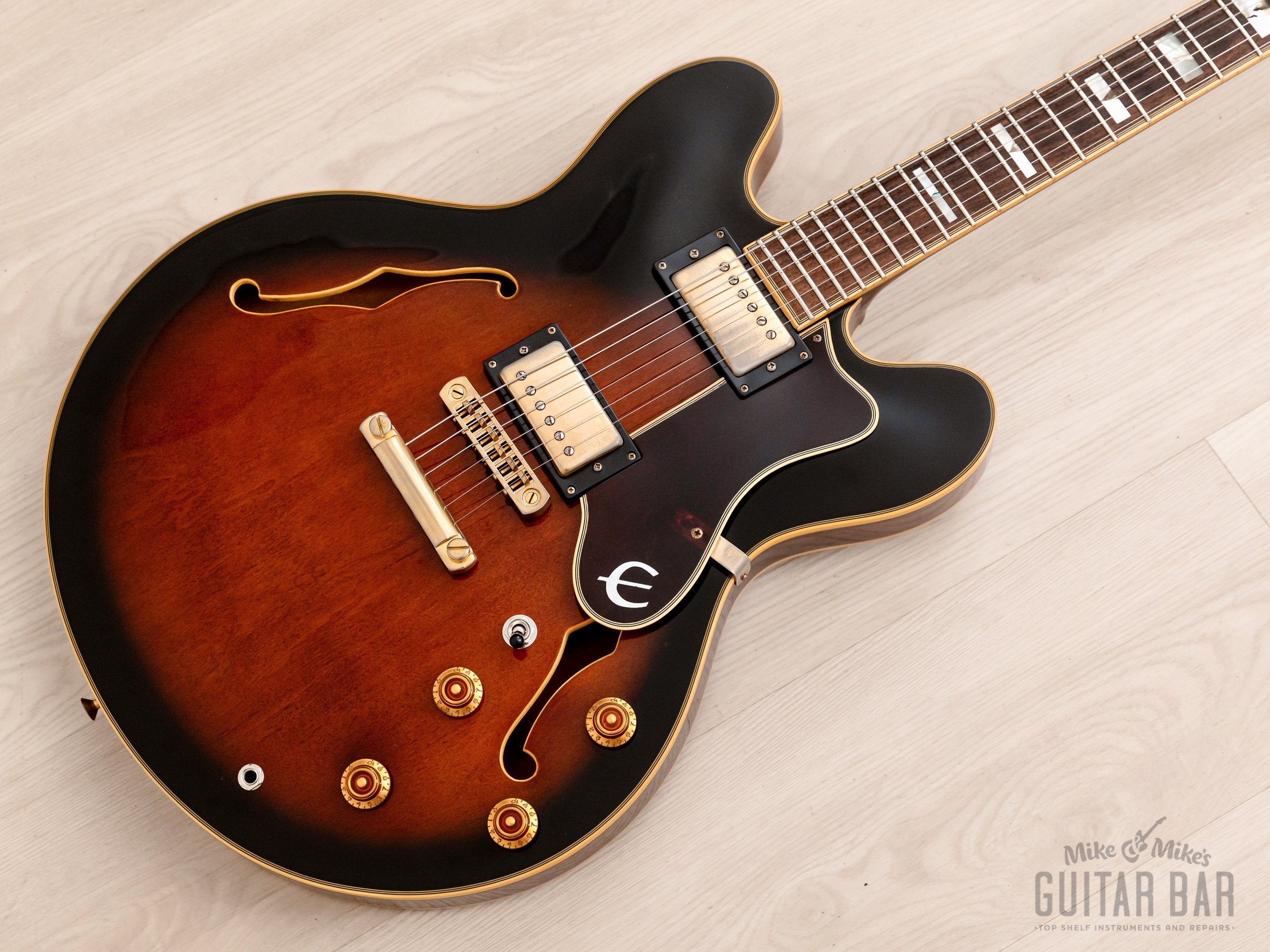 1995 Epiphone Sheraton II Semi-Hollow Guitar Tobacco Sunburst w/ Case, Hangtags