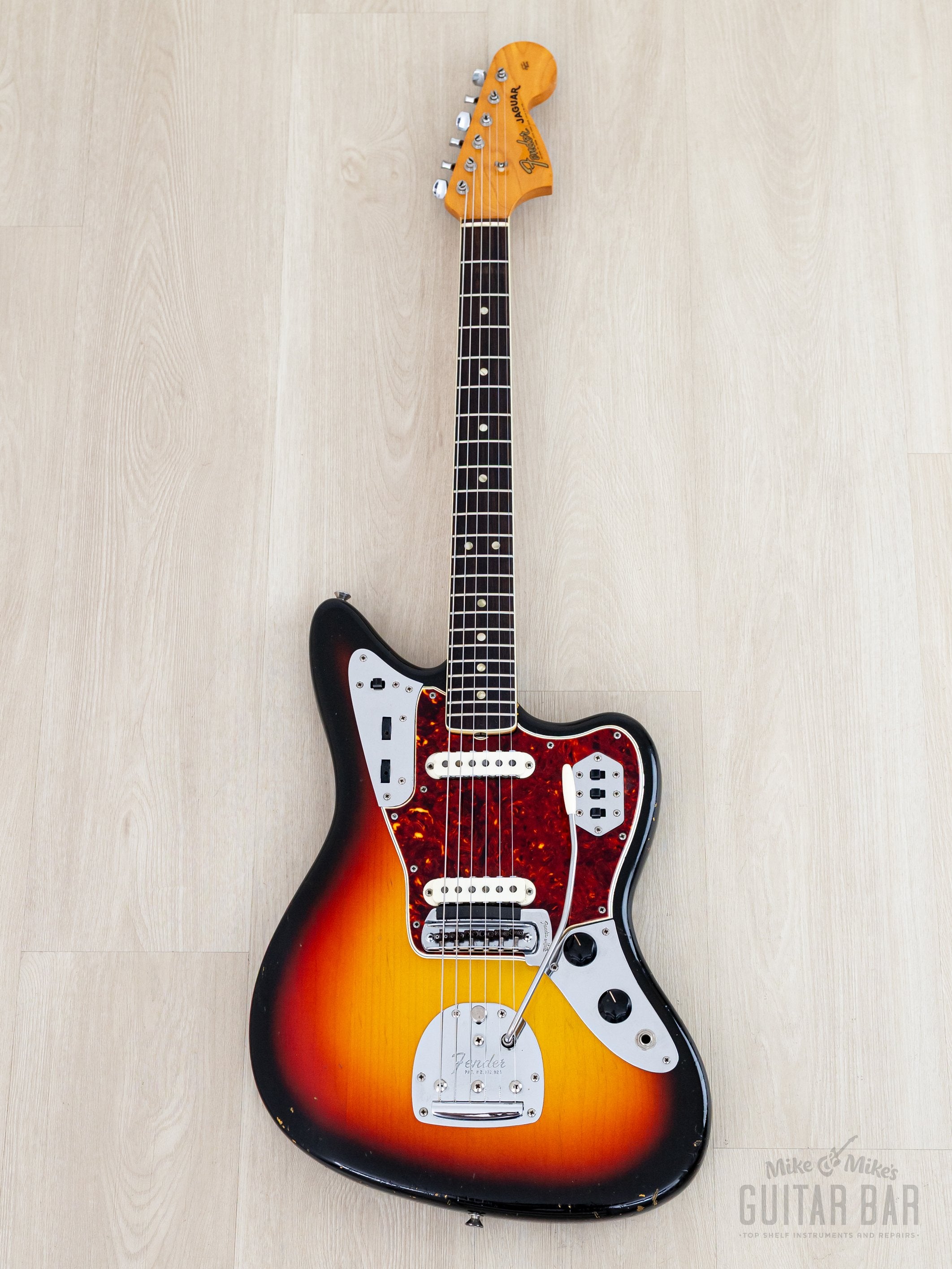 1966 Fender Jaguar Vintage Offset Guitar Sunburst w/ Big Neck, Case