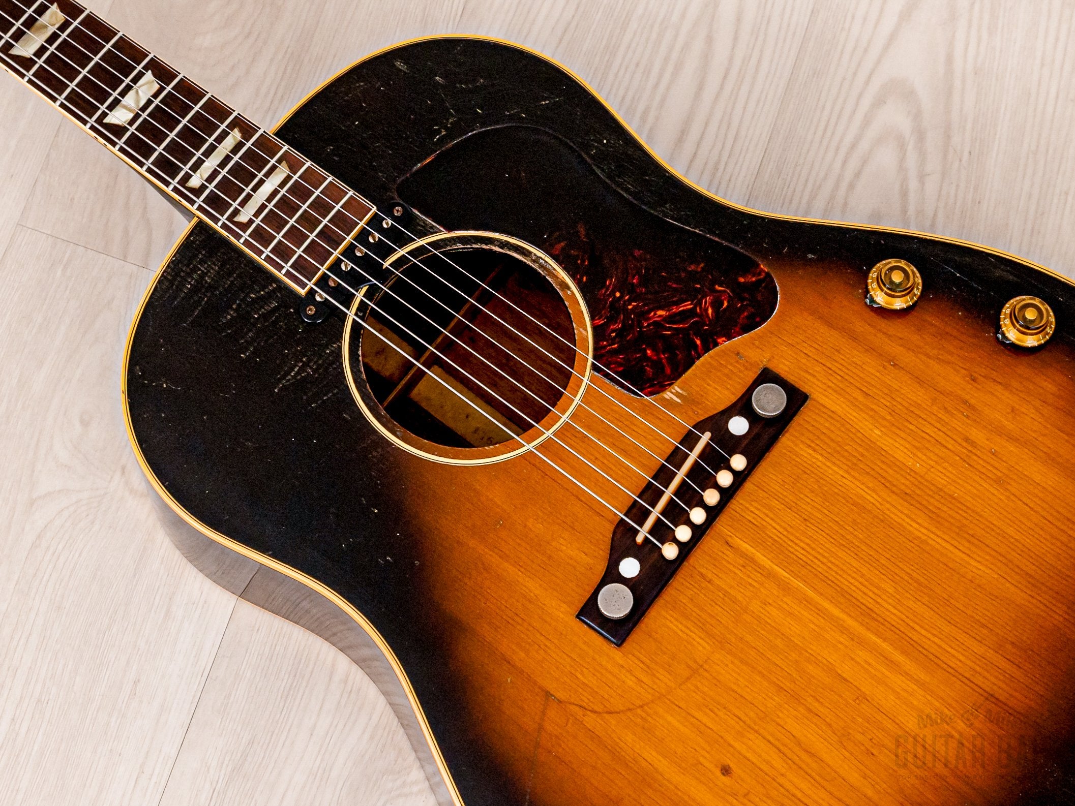 1955 Gibson J-160E Vintage Acoustic Electric Guitar Solid Top/Back w/ P-90 & Case