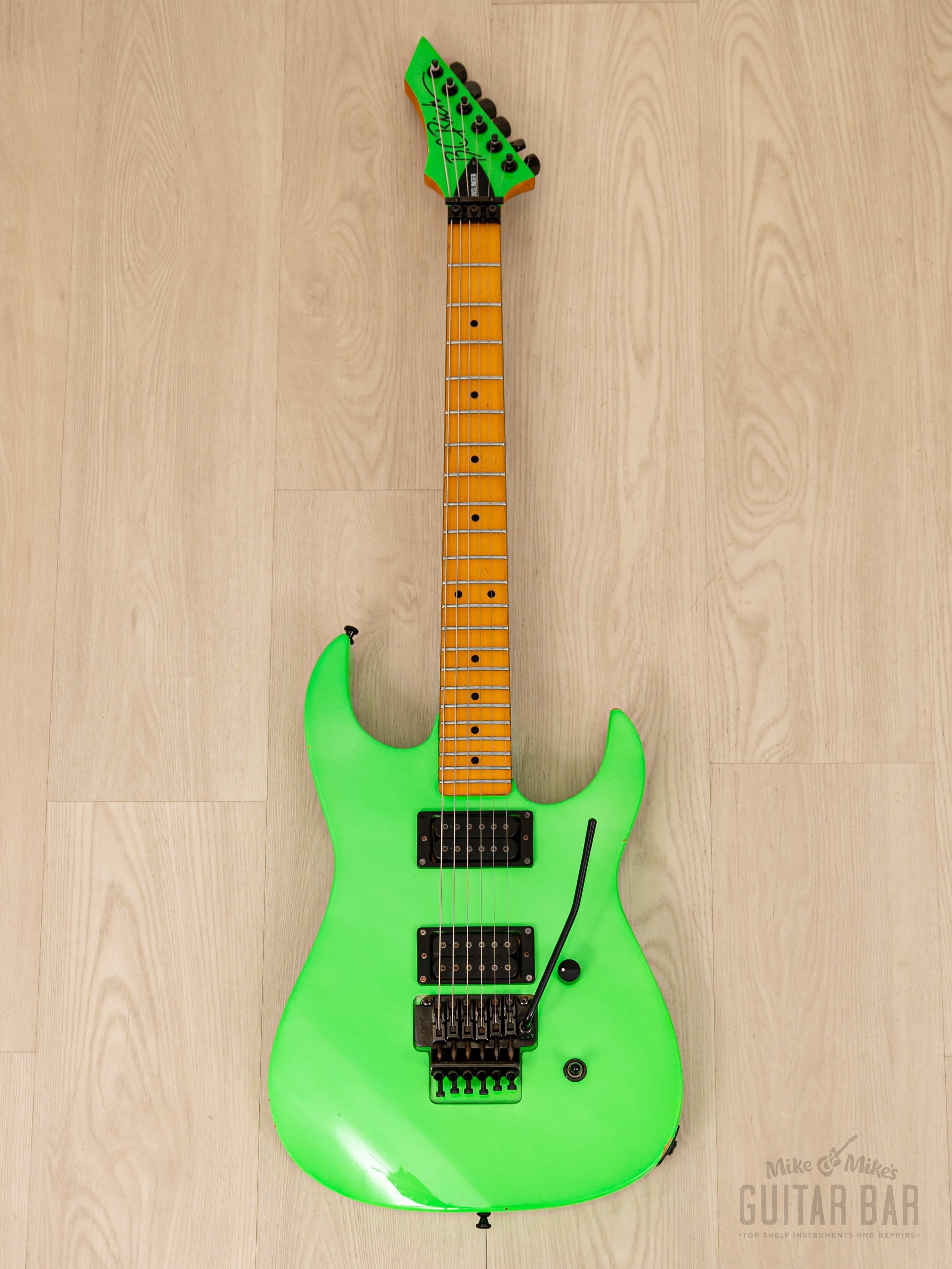 1990 B.C. Rich NJ Series Gunslinger GS-MR851 Slime, Neon Green, C.C. DeVille