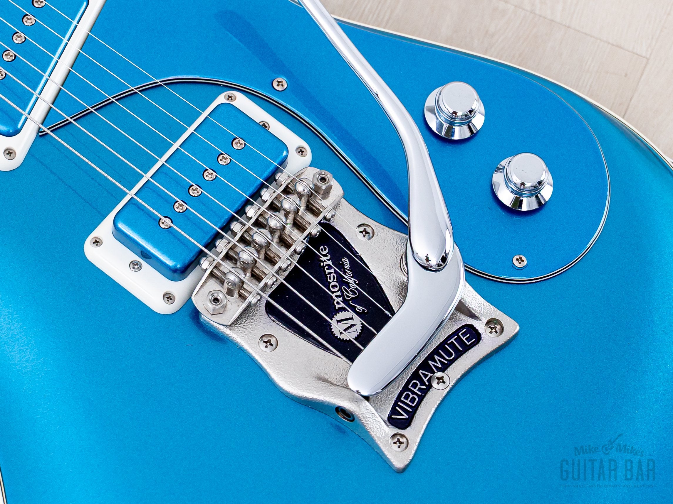 1990s Mosrite Ventures Model '63 Vintage Reissue Sidejack Blue Sparkle