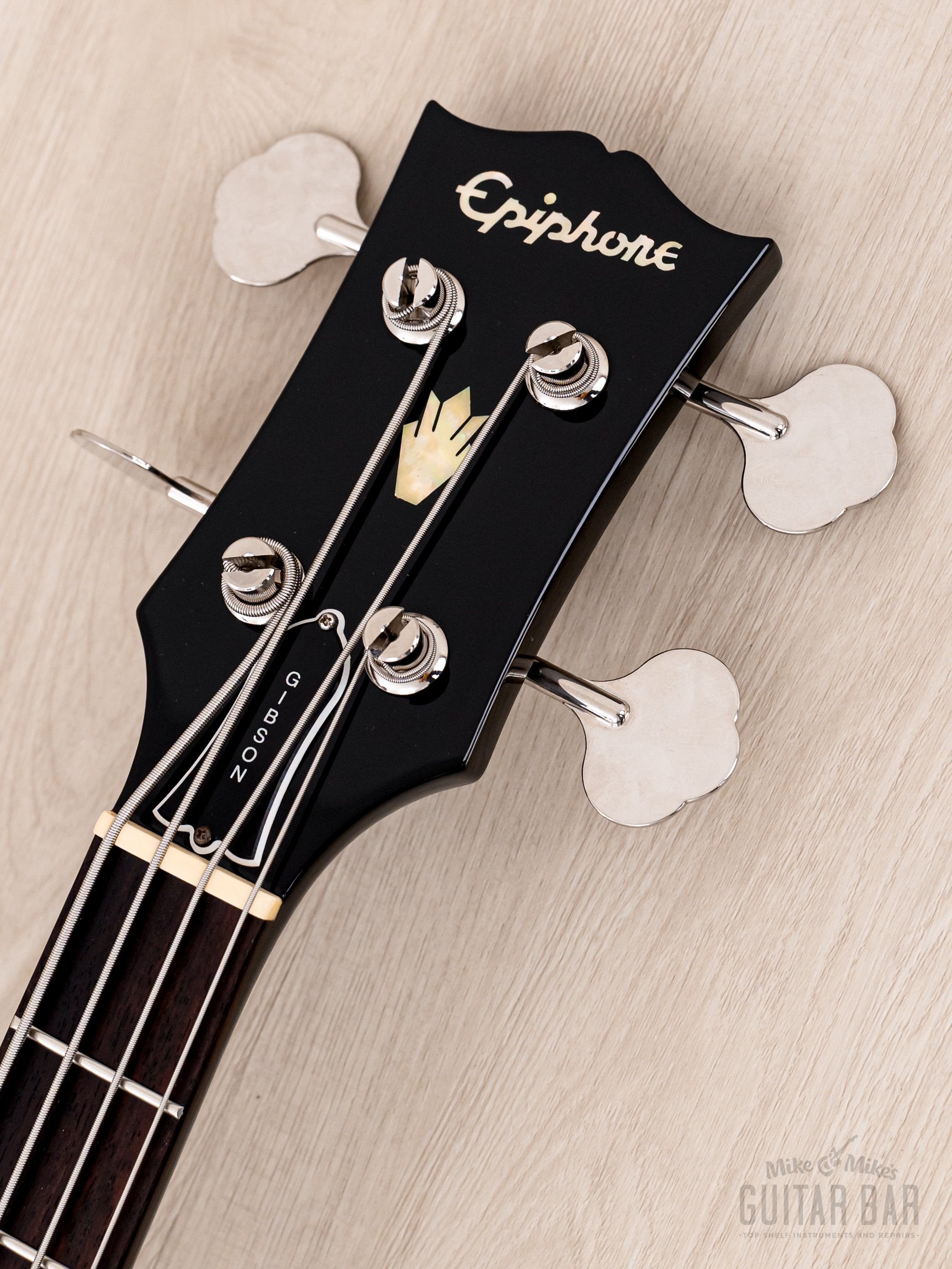 2002 Epiphone Elite EB-3 Short Scale Bass Ebony w/ Open Book Headstock, GIbson USA Pickups, Case & Hangtag, Japan
