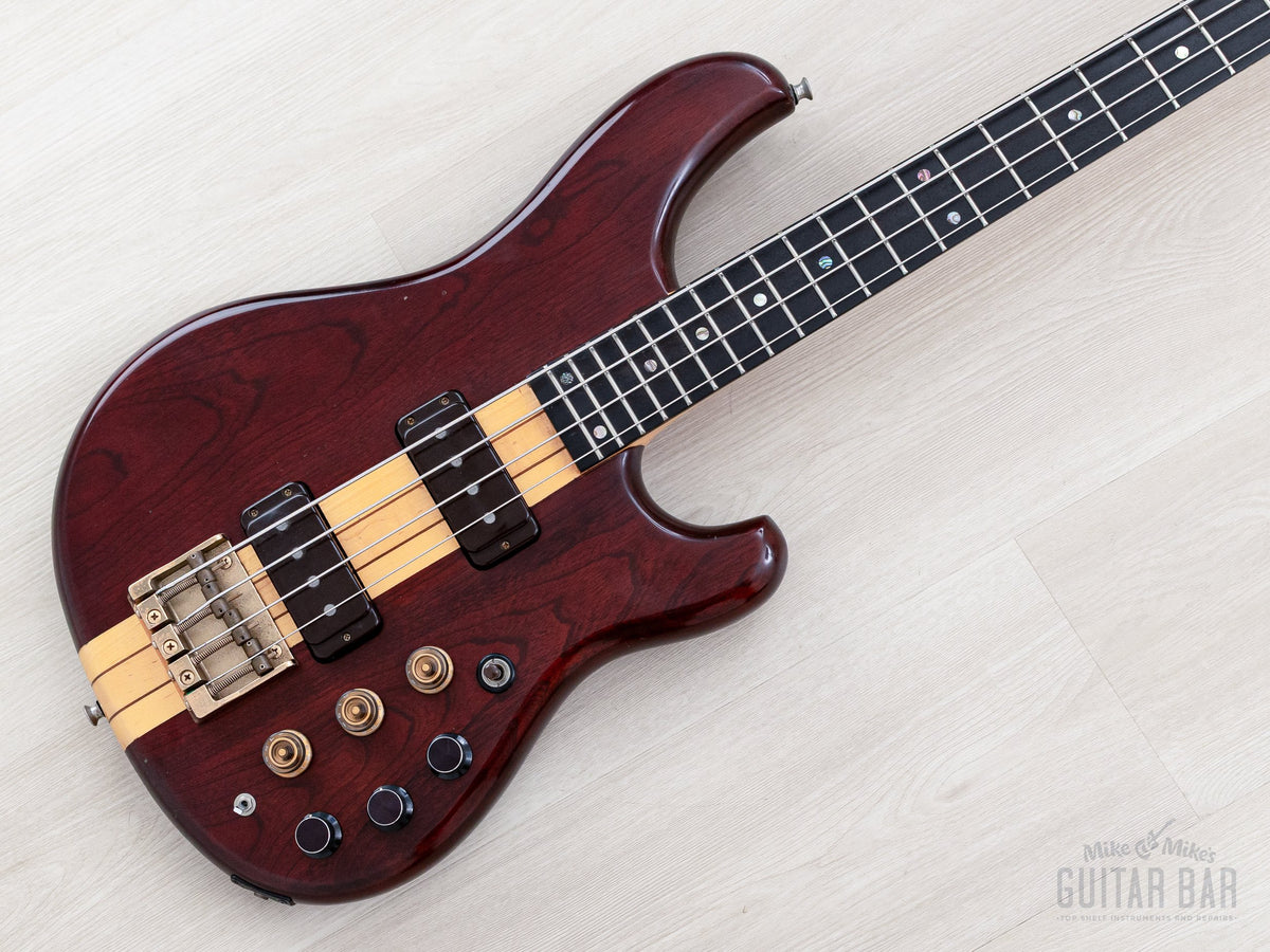 1981 Ibanez Musician MC924 bass in Dark Stain, angled body view