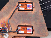 Underside of the Bill Lawrence pickups on the copper-shielded pickguard