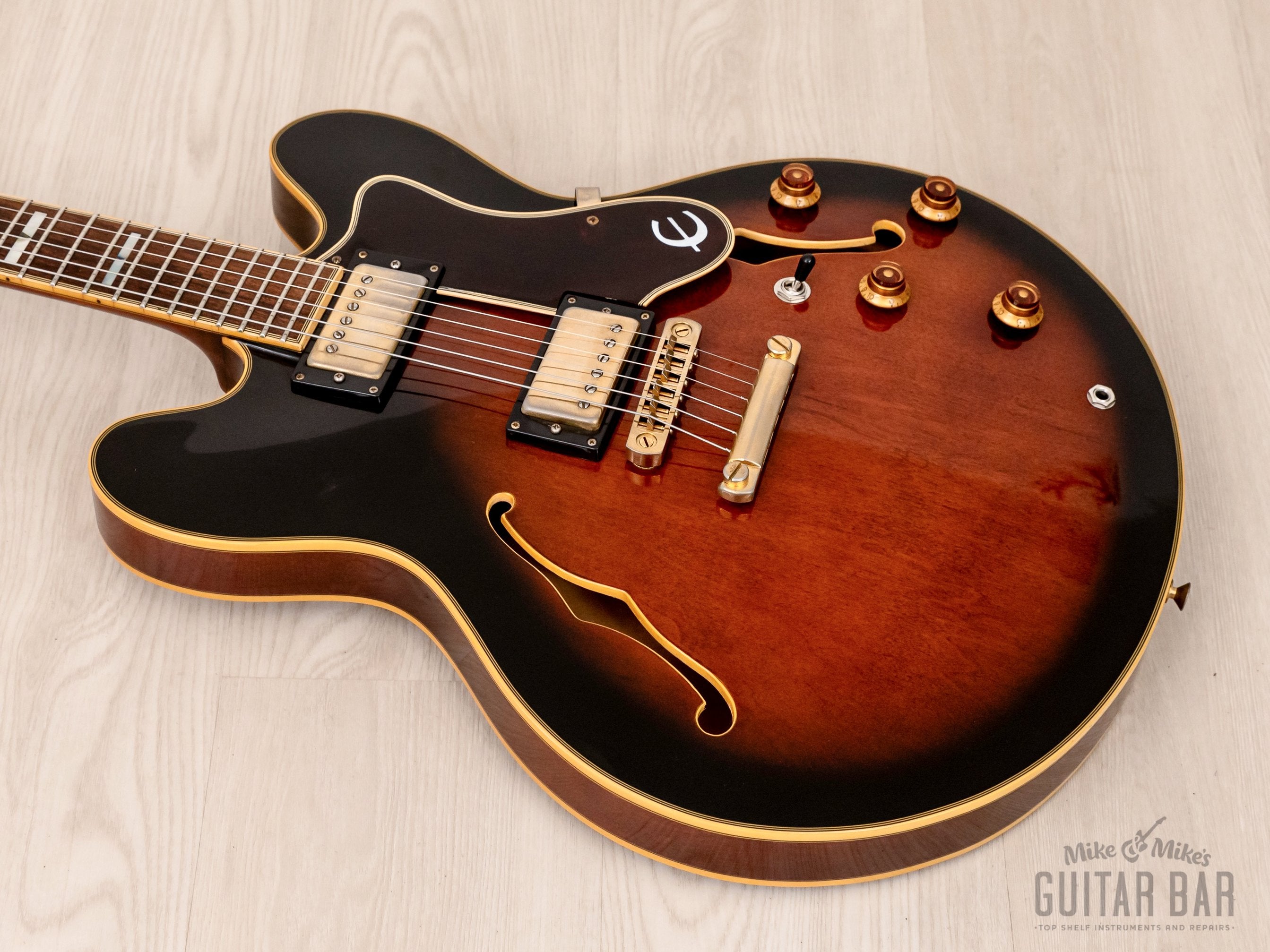 1995 Epiphone Sheraton II Semi-Hollow Guitar Tobacco Sunburst w/ Case, Hangtags