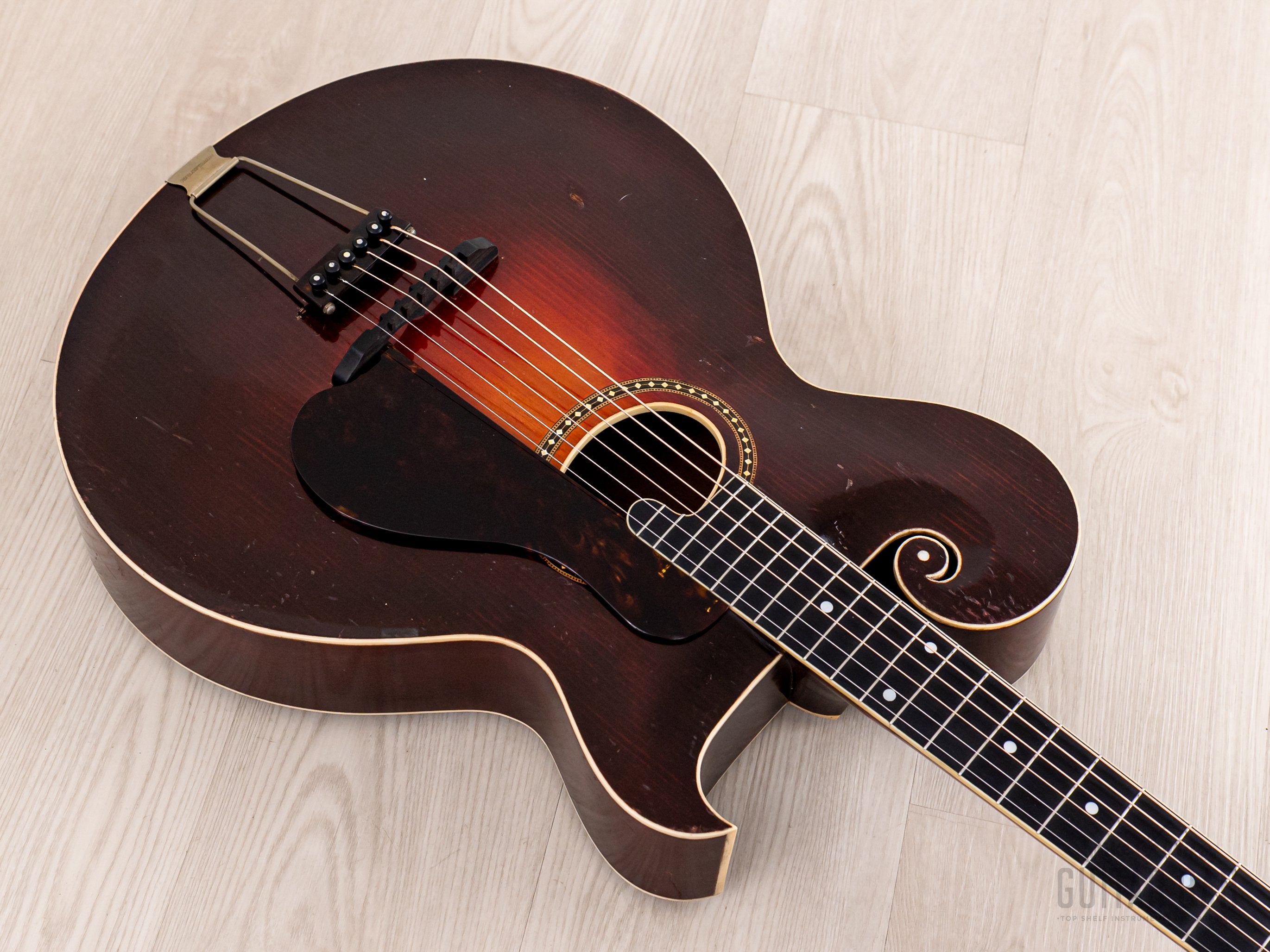 1920 Gibson Style O Vintage Scroll Body Carved Top Round Soundhole Archtop, Lloyd Loar Era w/ Case