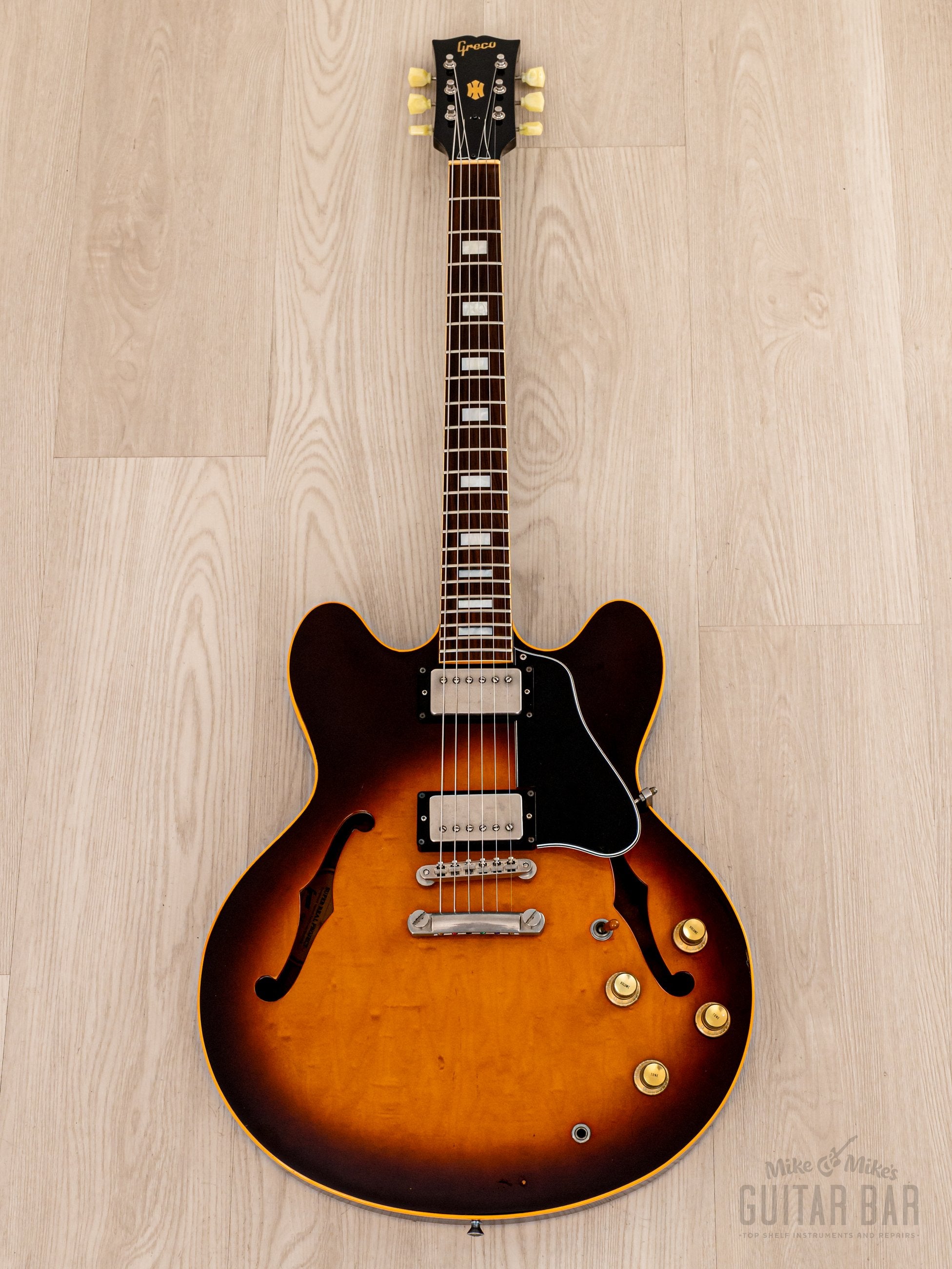 1987 Greco Mint Collection SA-64-70 Super Real Project Vintage ES  Semi-Hollow Guitar, Japan Fujigen