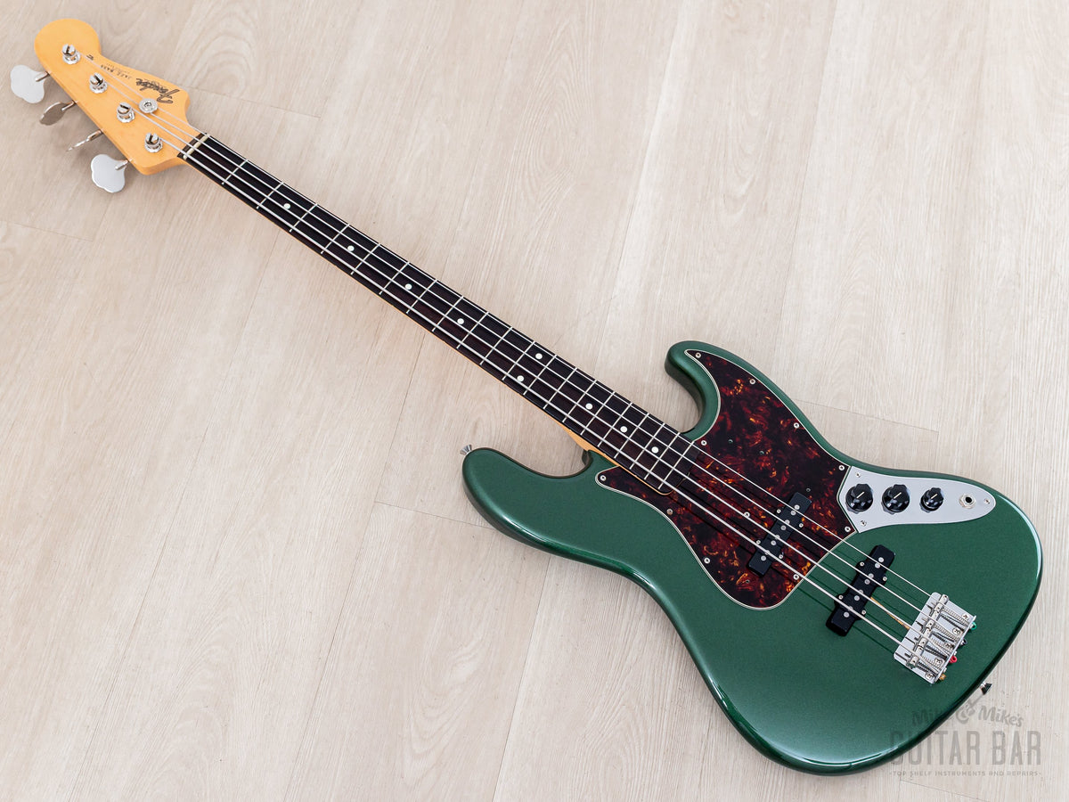 2023 Fender Traditional '60s Jazz Bass Aged Sherwood Green Metallic, front diagonal view