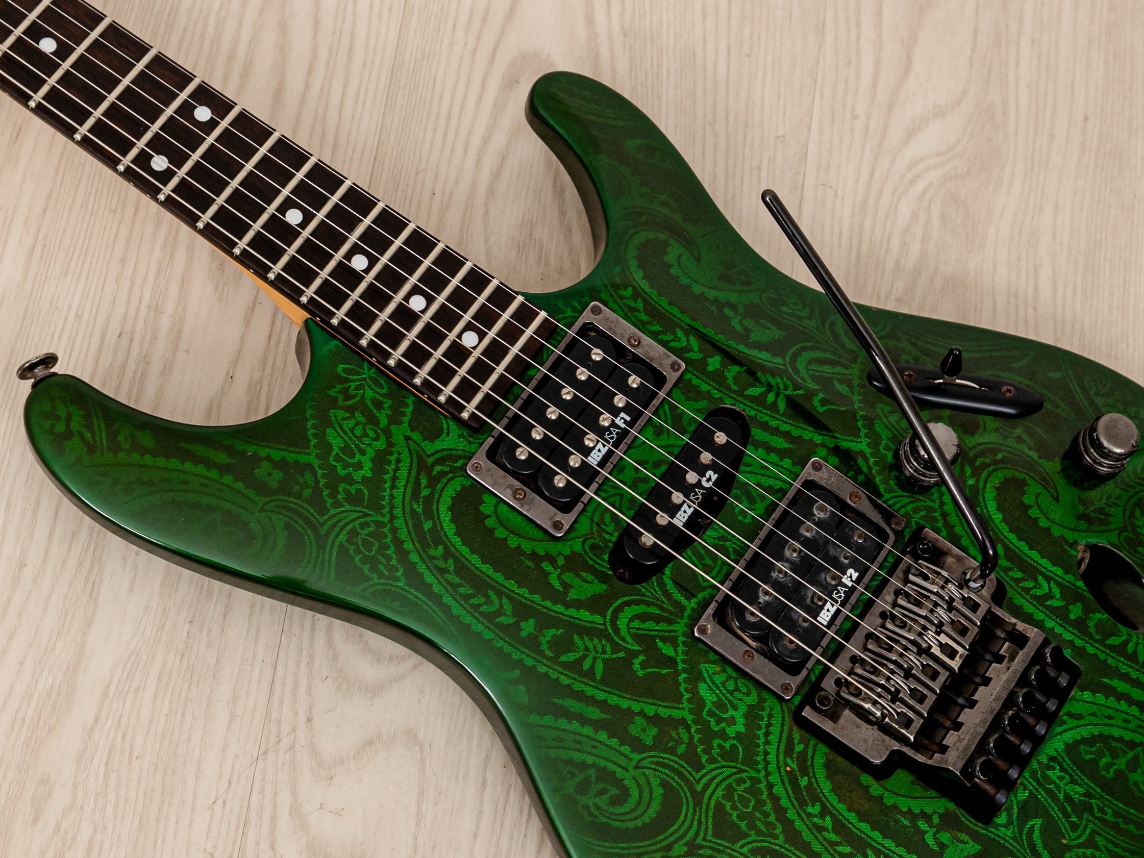 1990 Ibanez S Series S540 HSH Green Paisley Non-Catalog Finish, Japan Fujigen