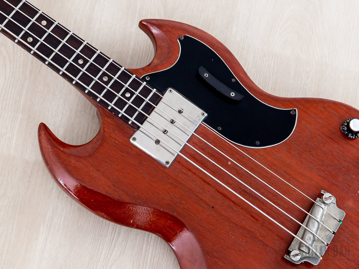 1964 Gibson EB-0 bass - pickup and bridge close-up