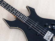 Warlock Bass bound black body and fretboard, angled