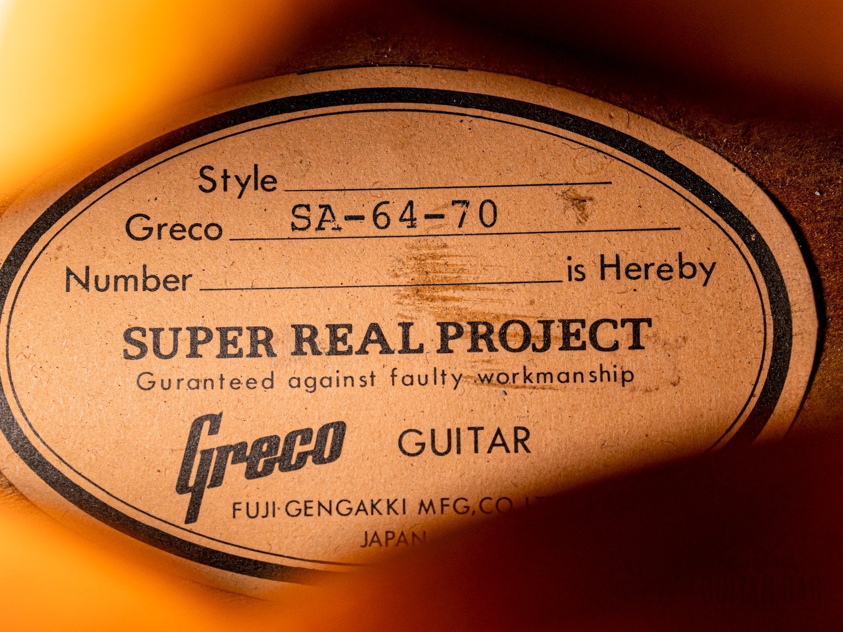 1987 Greco Mint Collection SA-64-70 Super Real Project Vintage ES  Semi-Hollow Guitar, Japan Fujigen