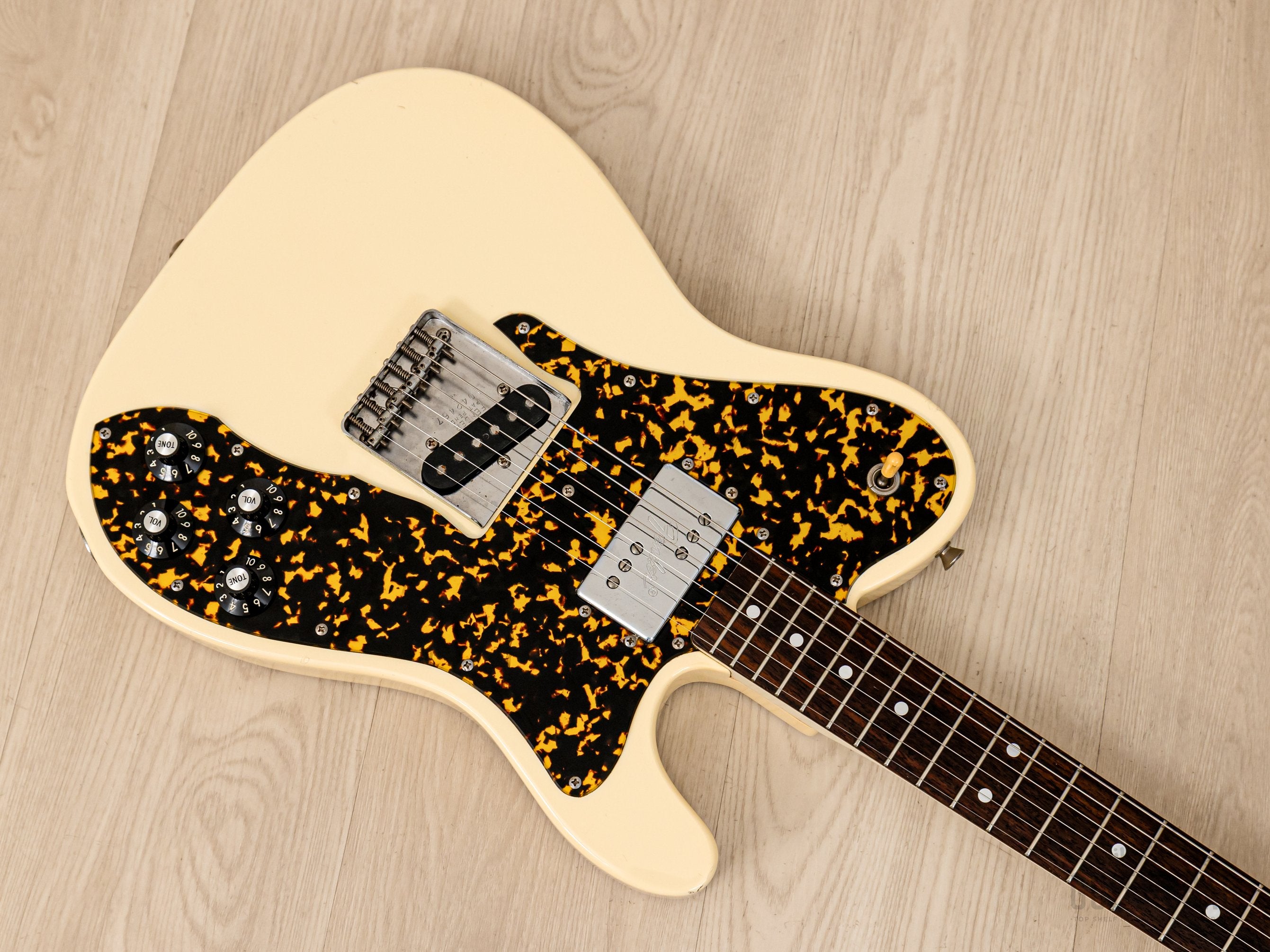 1990 Fender Order Made Telecaster Custom TC72 White, Non-Catalog w/ Leopard Guard, Japan MIJ Fujigen