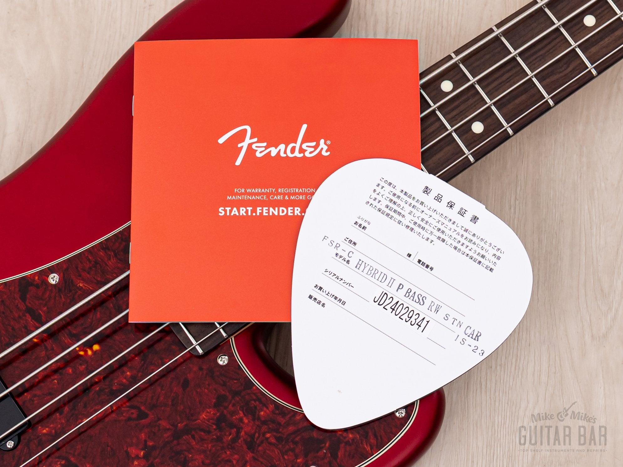 2024 Fender Hybrid II Precision Bass FSR Satin Candy Apple Red + Headstock, Mint w/ Hangtags, Japan MIJ