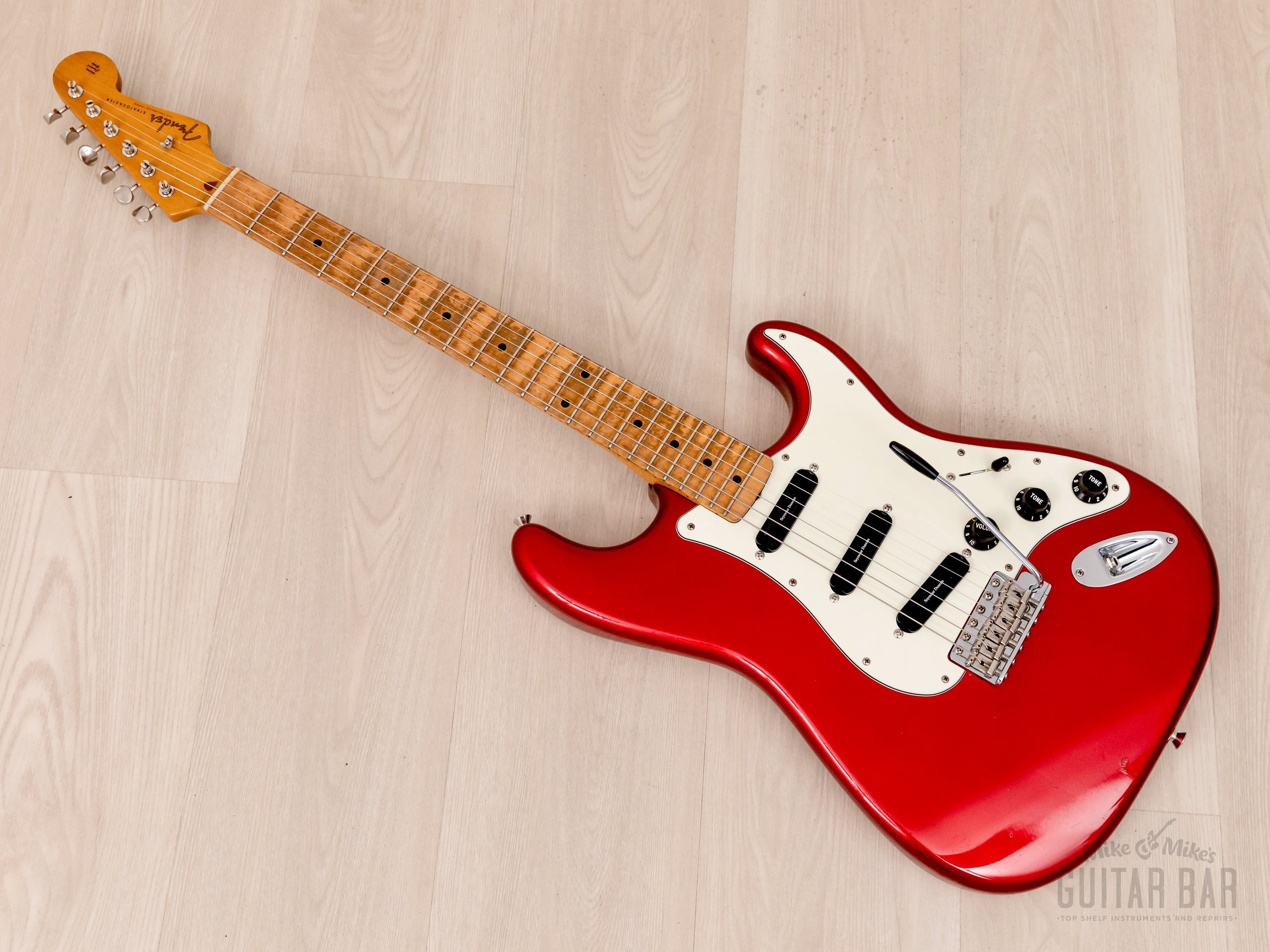 1990 Fender Order Made Stratocaster Scalloped Fretboard, Candy Apple Red w/ Seymour Duncan Hot Rails, Japan MIJ Fujigen