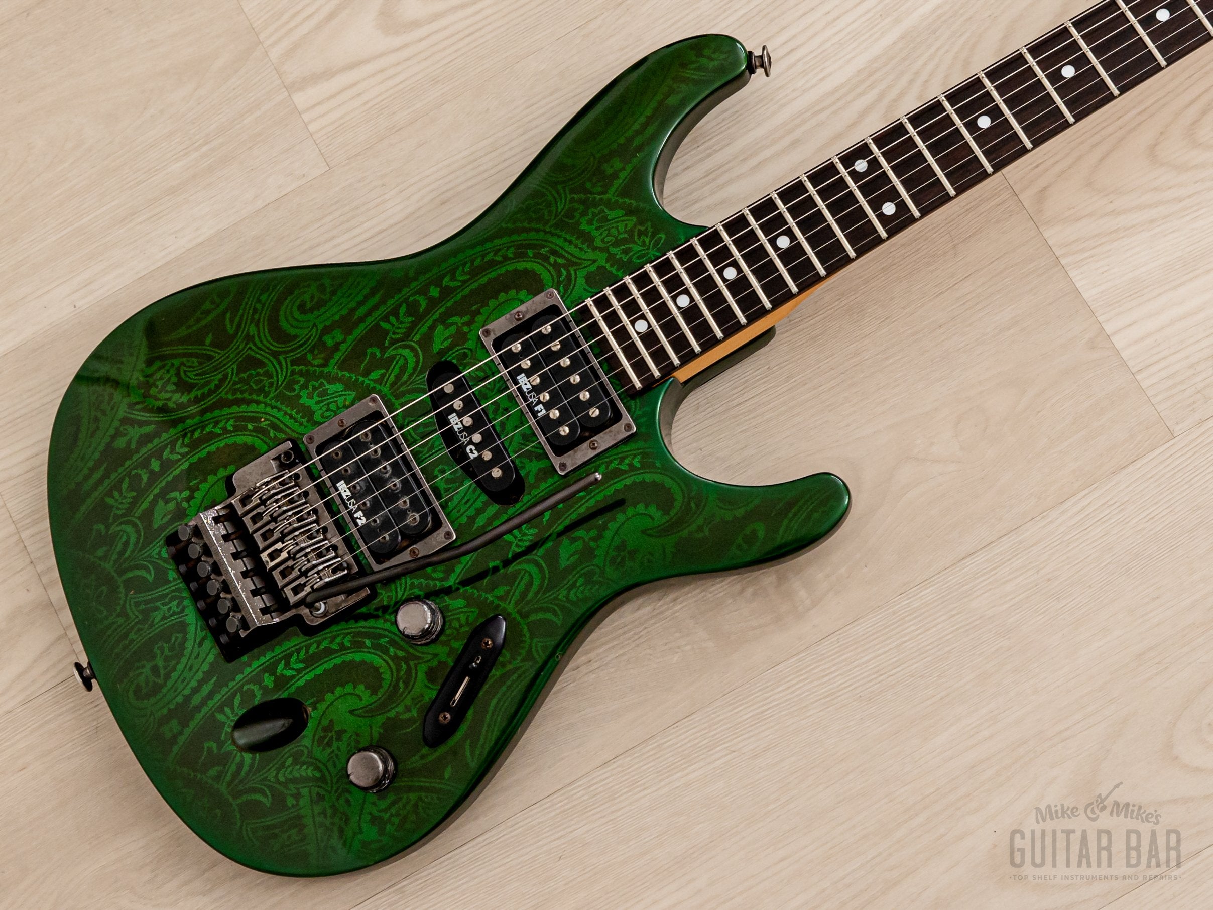 1990 Ibanez S Series S540 HSH Green Paisley Non-Catalog Finish, Japan Fujigen