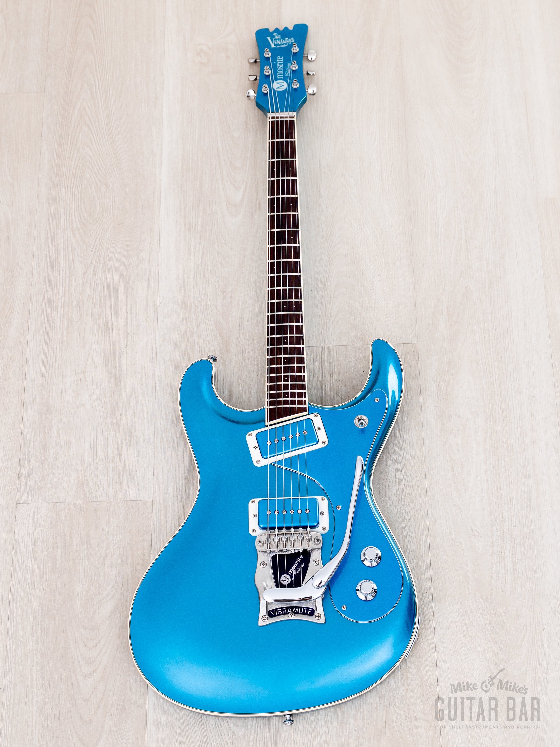 1990s Mosrite Ventures Model '63 Vintage Reissue Sidejack Blue Sparkle