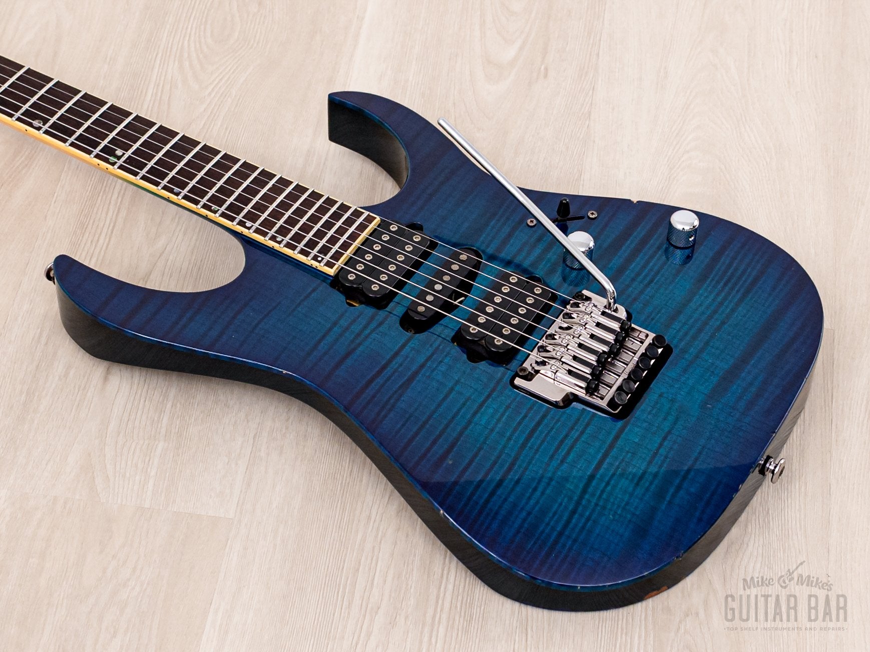 2003 Ibanez Prestige RGT3170 HSH Neck Thru Transparent Blue w/ DiMarzio