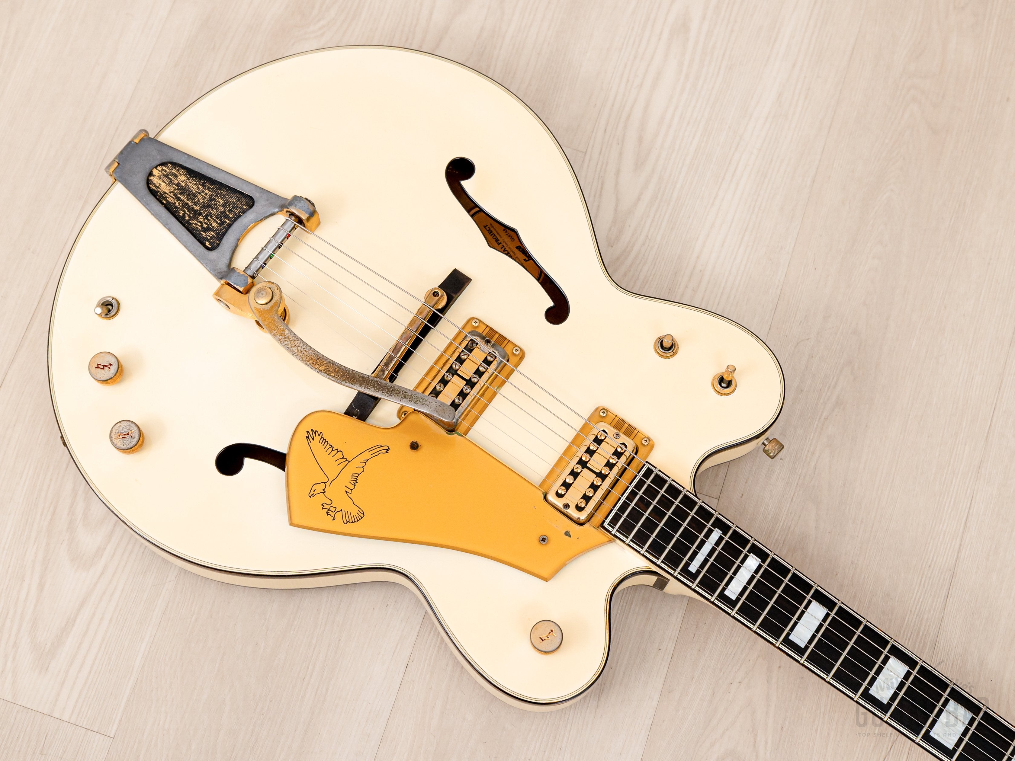 1987 Greco Super Real WF-140 White Falcon Vintage Guitar w/ Lacquer Finish, TV Jones, Case