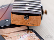 Close-up of neck heel with date stamp