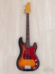 Full front of Sunburst Precision Bass with red tortoise pickguard